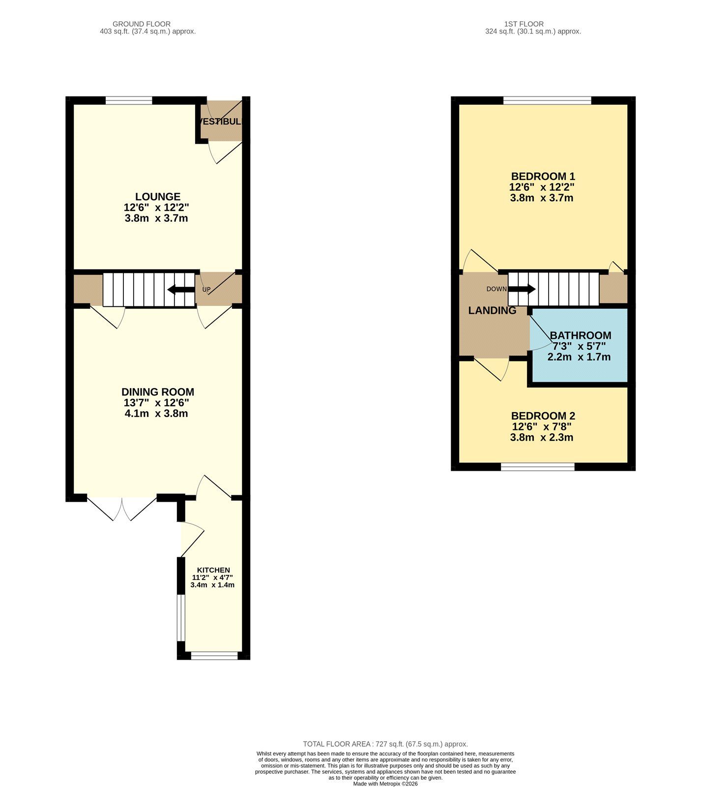 Floorplan of 2 bedroom Mid Terrace House to rent, Irwin Street, Denton, Greater Manchester, M34
