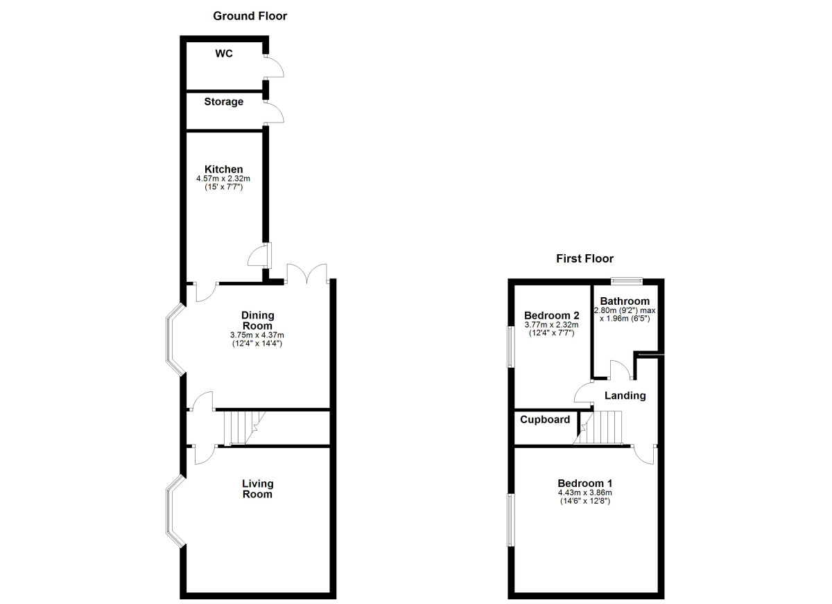 Floorplan of 2 bedroom Mid Terrace House to rent, High Grange, Crook, County Durham, DL15