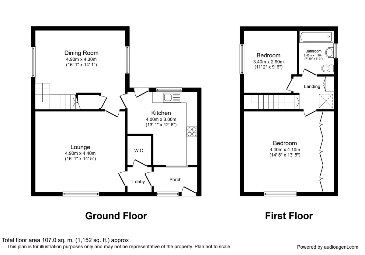 Floorplan of 2 bedroom Semi Detached House to rent, Percy Terrace, Durham, DH1