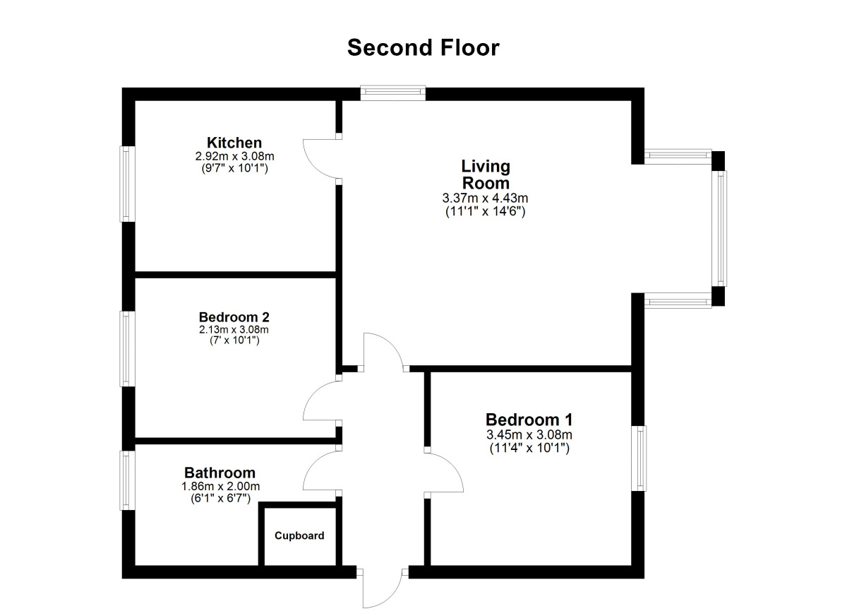 Floorplan of 2 bedroom Flat to rent, Hazel Court, Haswell, Durham, DH6