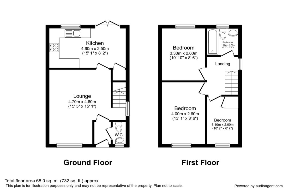 Floorplan of 3 bedroom End Terrace House to rent, Ashwood Close, Sacriston, Durham, DH7