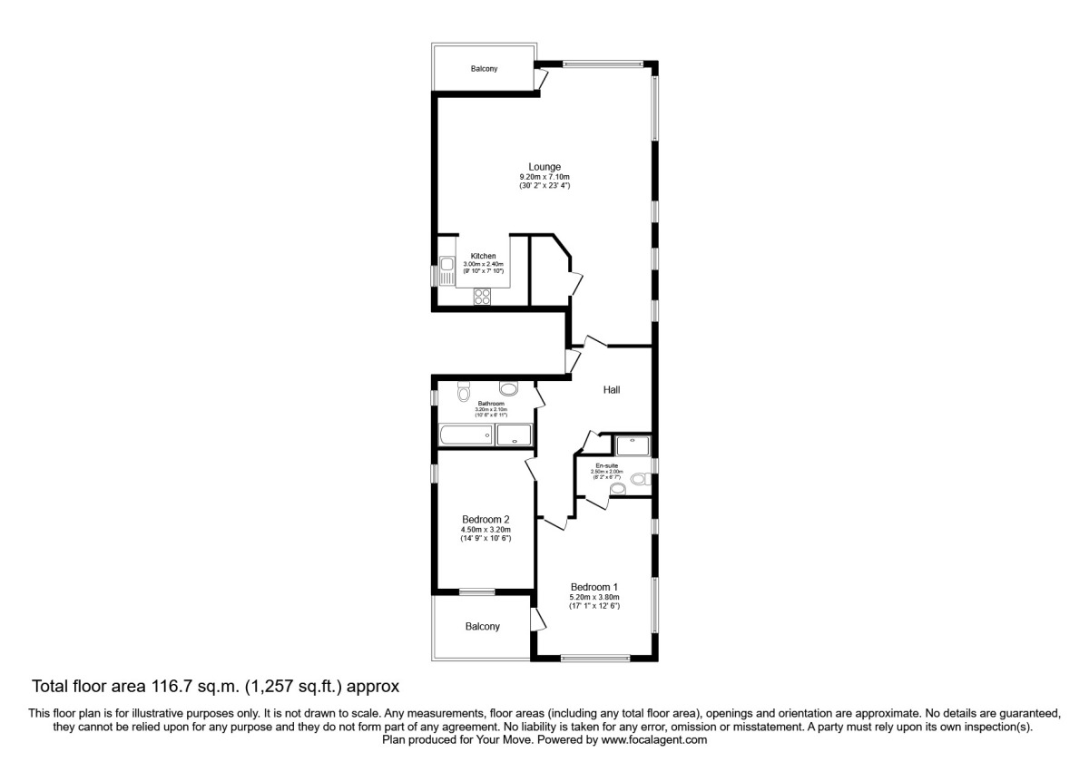 Floorplan of 2 bedroom Flat to rent, Edmunds Vale, Durham, DH1