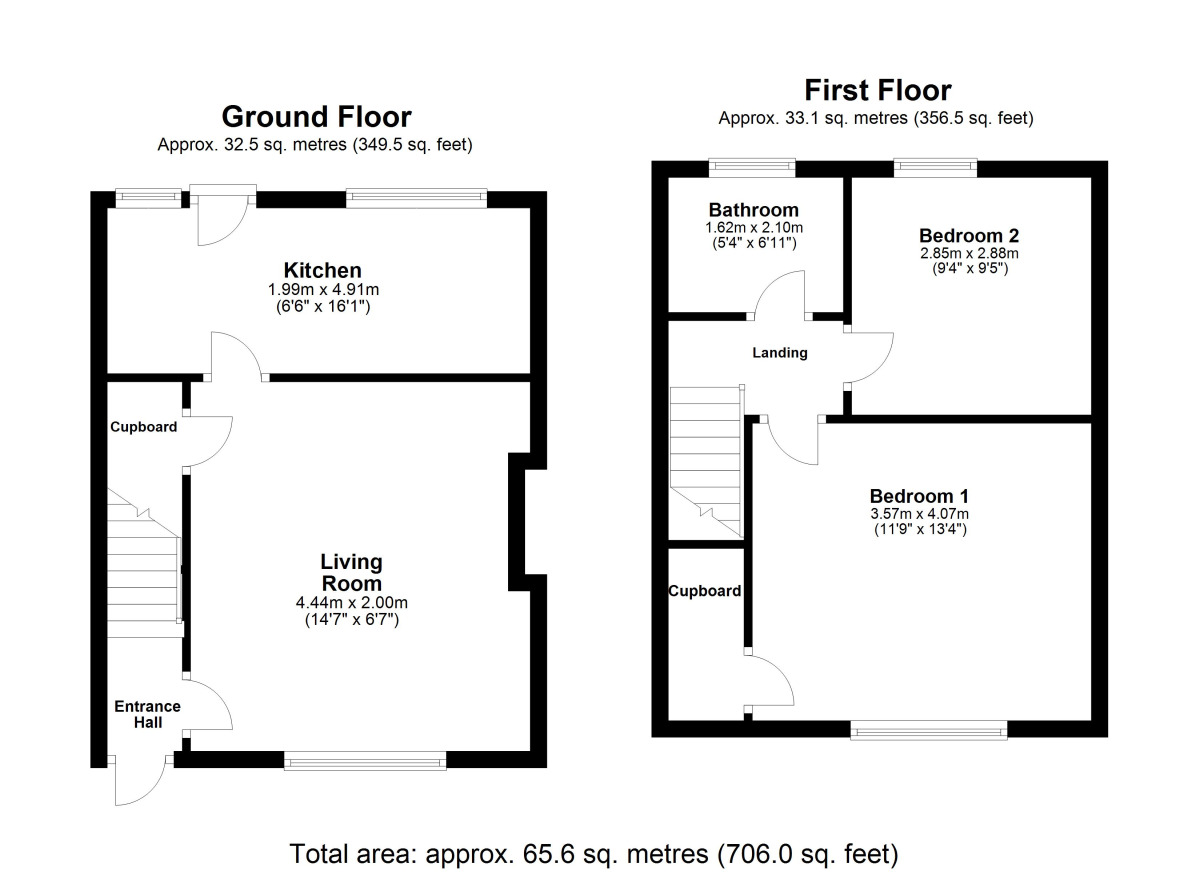 Floorplan of 2 bedroom Mid Terrace House to rent, Larch Terrace, Langley Park, Durham, DH7