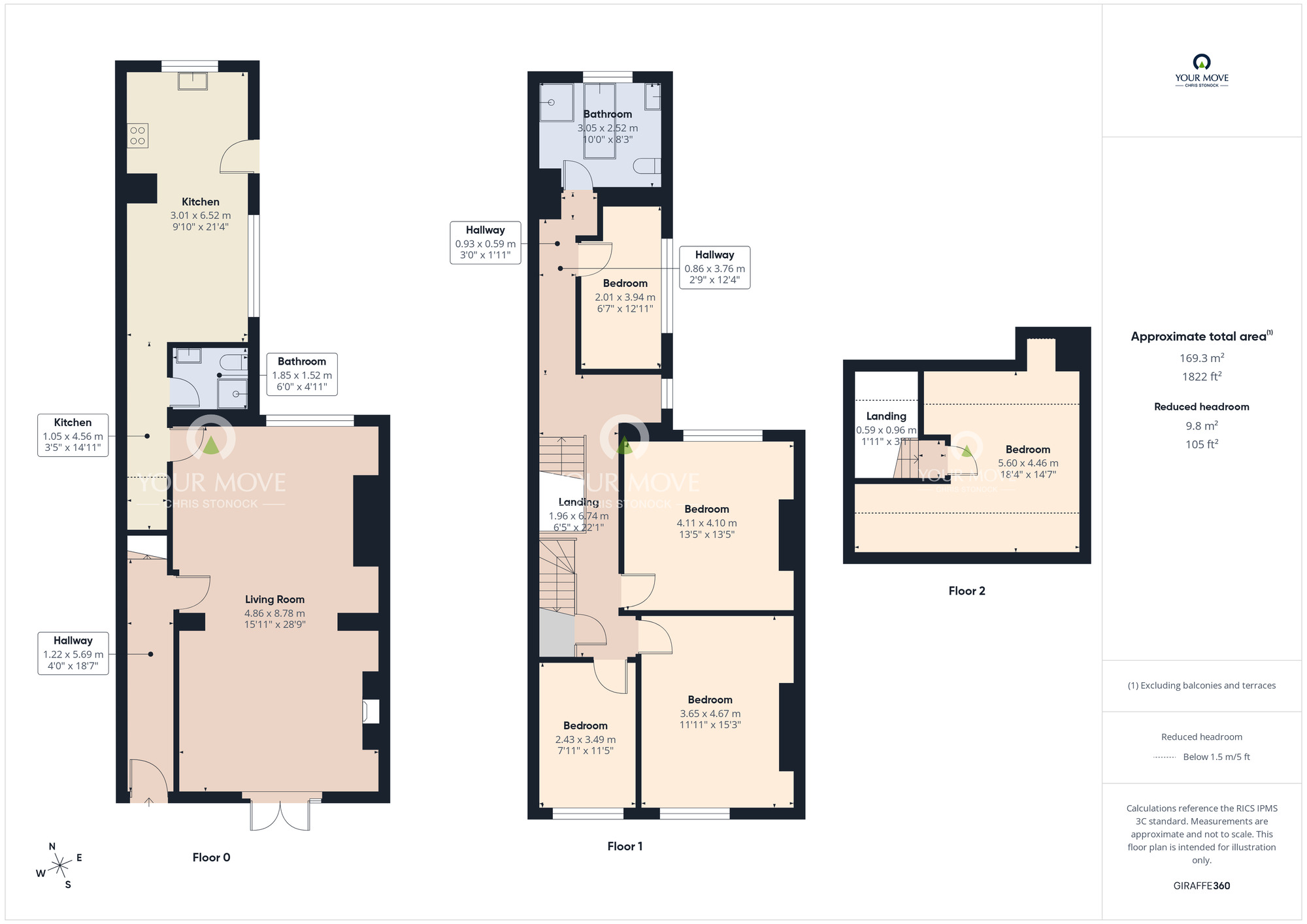 Floorplan of 5 bedroom Mid Terrace House for sale, South View, Kimblesworth, Durham, DH2