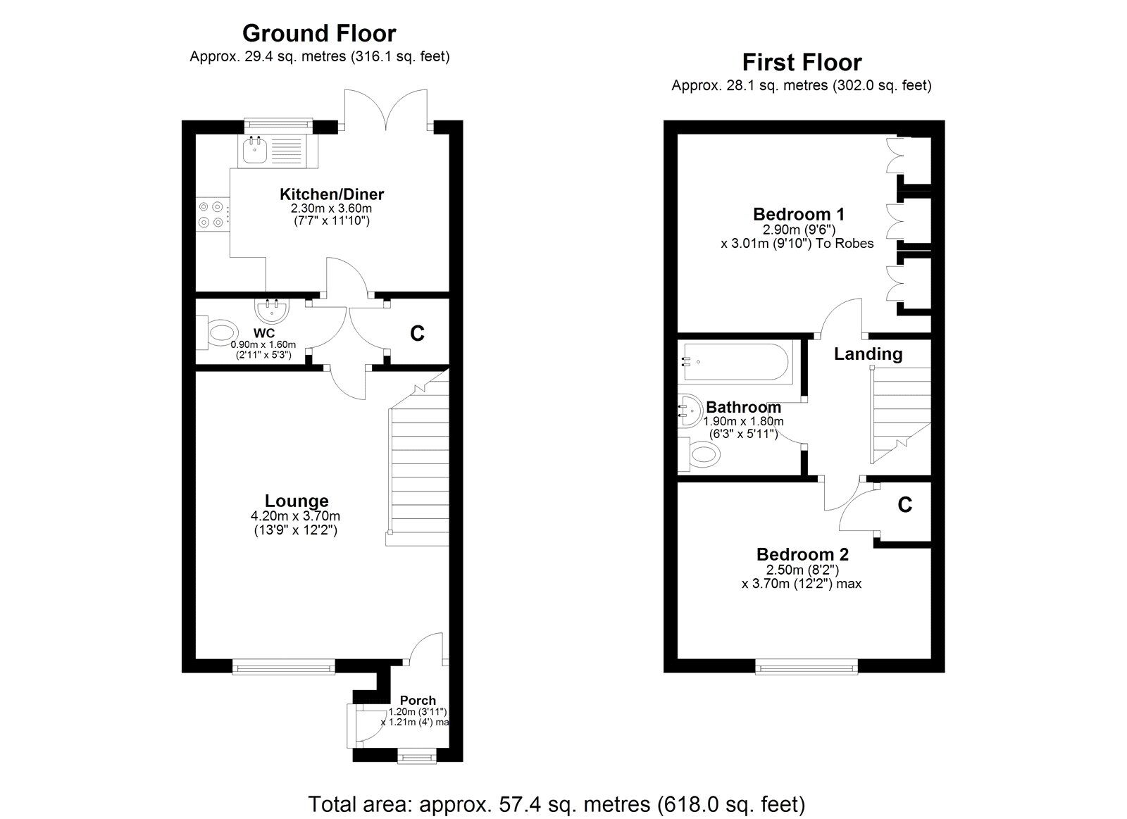 Floorplan of 2 bedroom Semi Detached House to rent, The Forge, Pity Me, Durham, DH1
