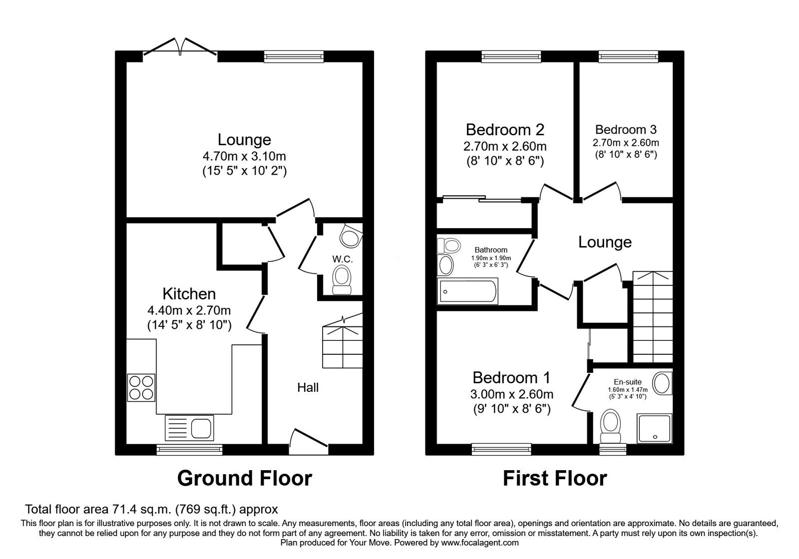 Floorplan of 3 bedroom Semi Detached House for sale, Brockwell Street, Bowburn, Durham, DH6