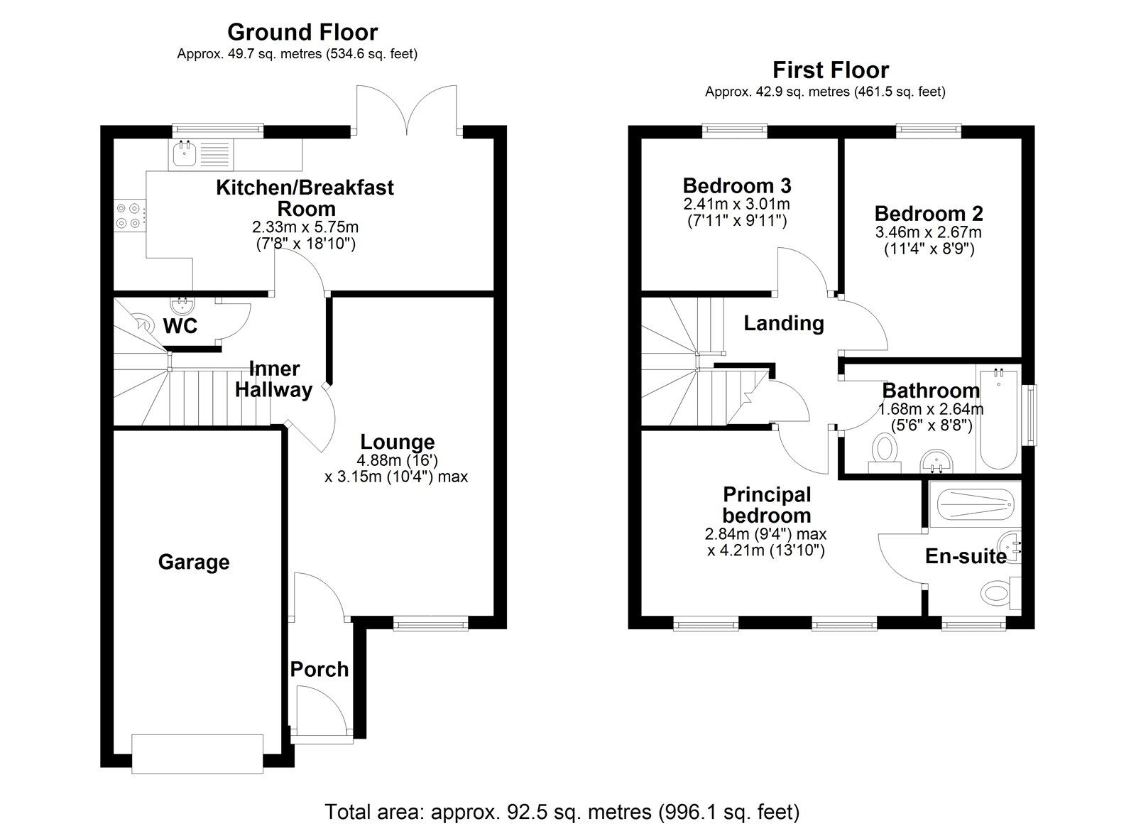 Floorplan of 3 bedroom Semi Detached House for sale, Grange Way, Bowburn, Durham, DH6