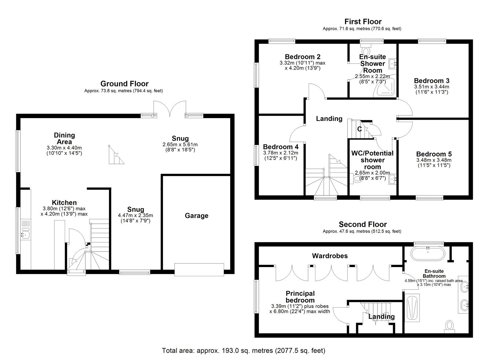 Floorplan of 5 bedroom Semi Detached House for sale, Hall Lane, Shincliffe, Durham, DH1