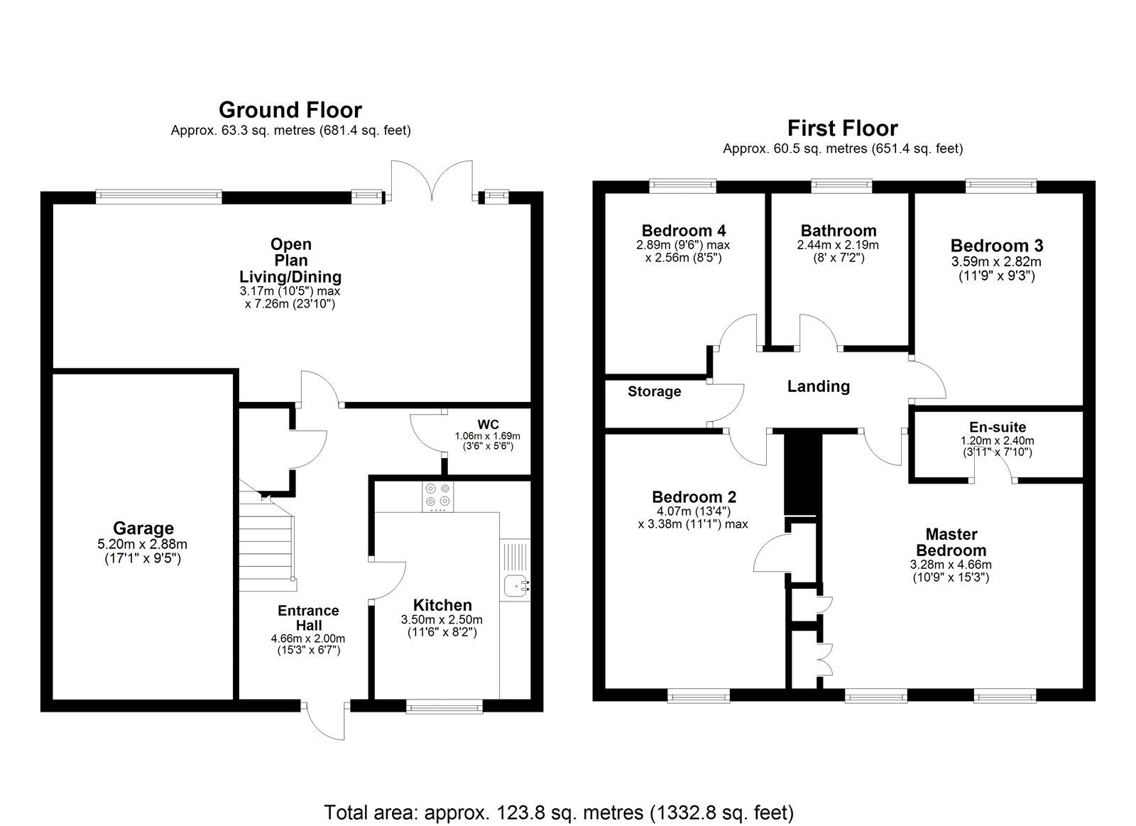 Floorplan of 4 bedroom Detached House to rent, Grant Close, Ushaw Moor, Durham, DH7