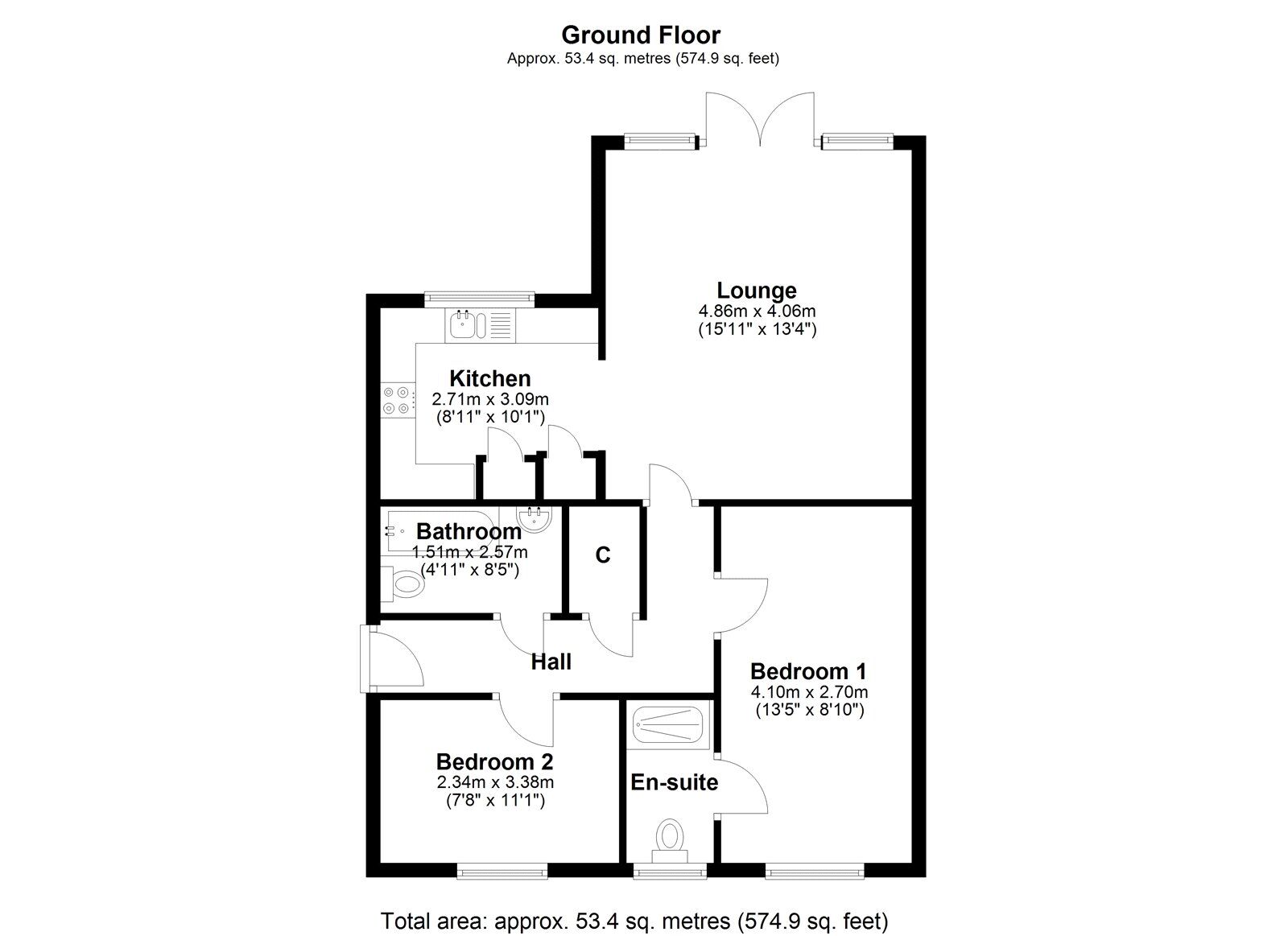 Floorplan of 2 bedroom Flat for sale, Pickering Place, Durham, DH1