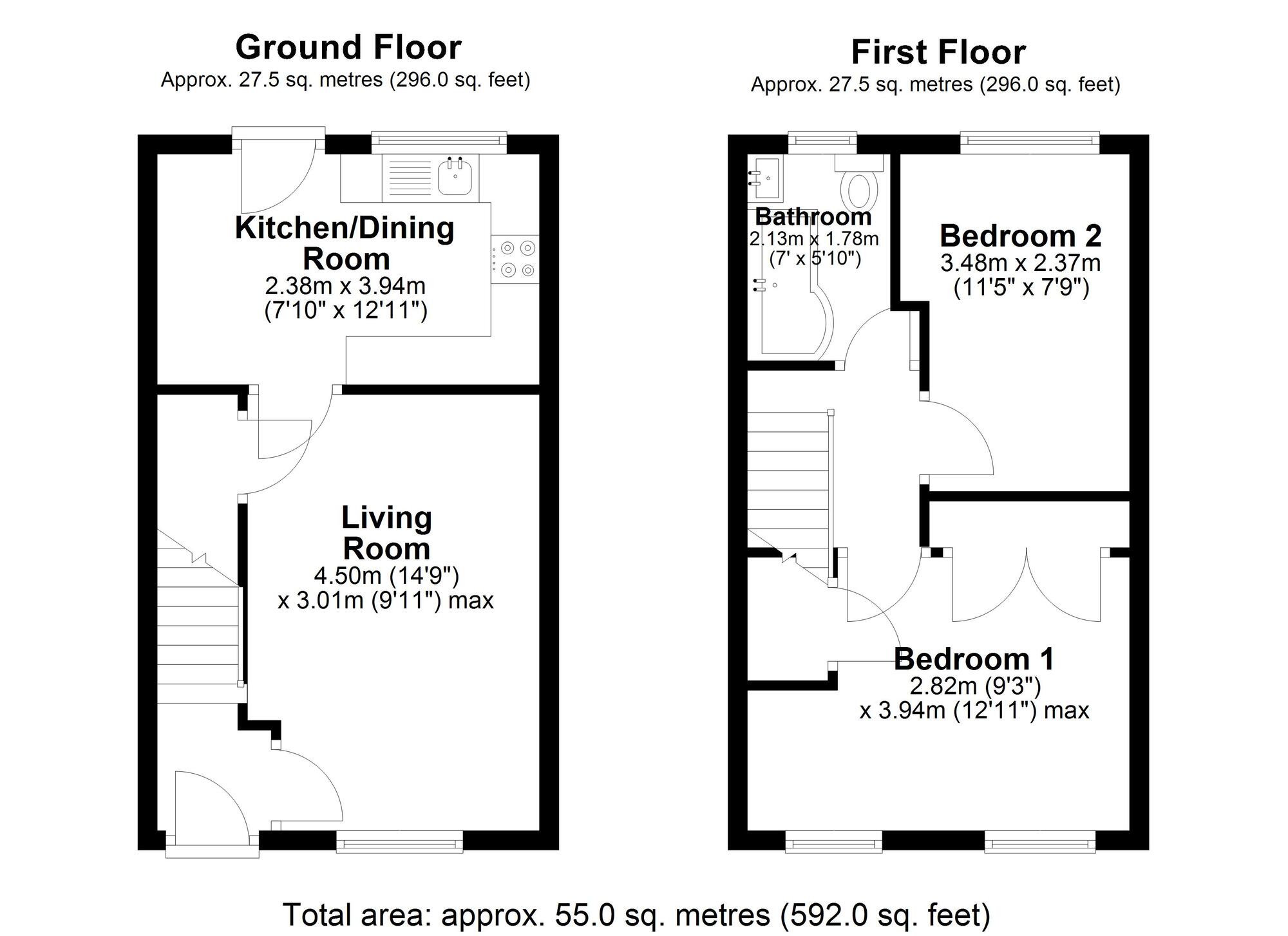 Floorplan of 2 bedroom Mid Terrace House for sale, Douglas Villas, Durham, DH1