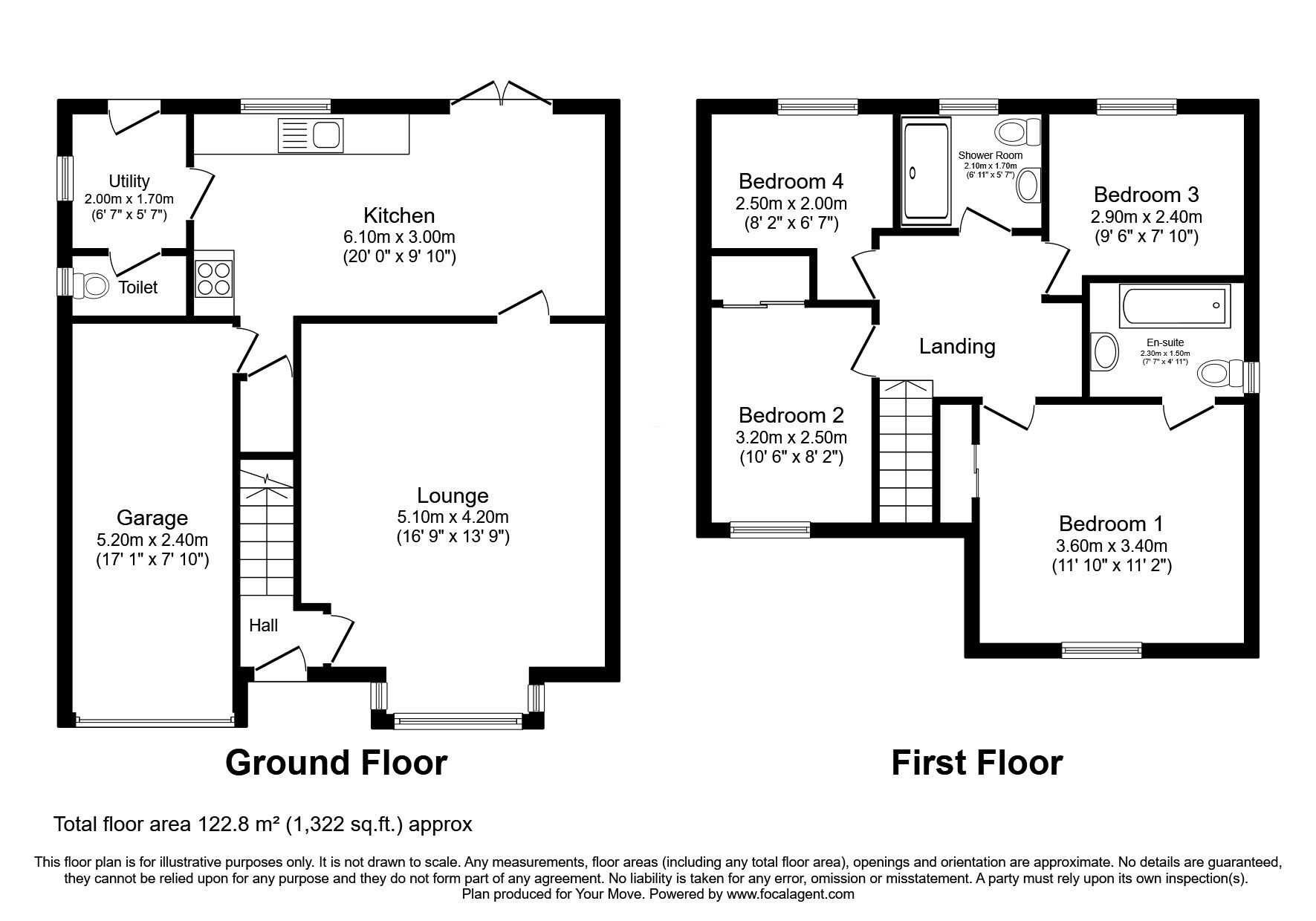Floorplan of 4 bedroom Detached House for sale, Beechfield Rise, Coxhoe, Durham, DH6