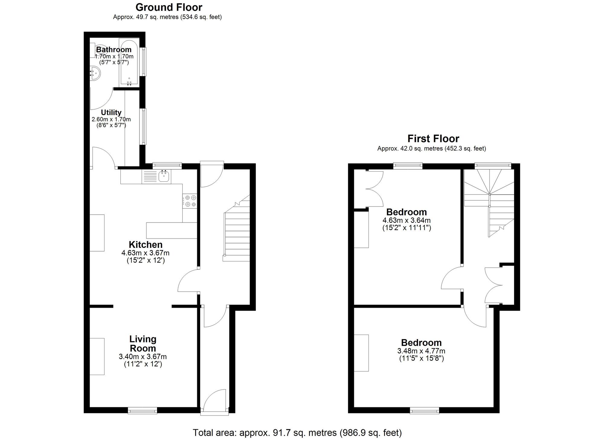 Floorplan of 2 bedroom Mid Terrace House for sale, Front Street, Quebec, Durham, DH7