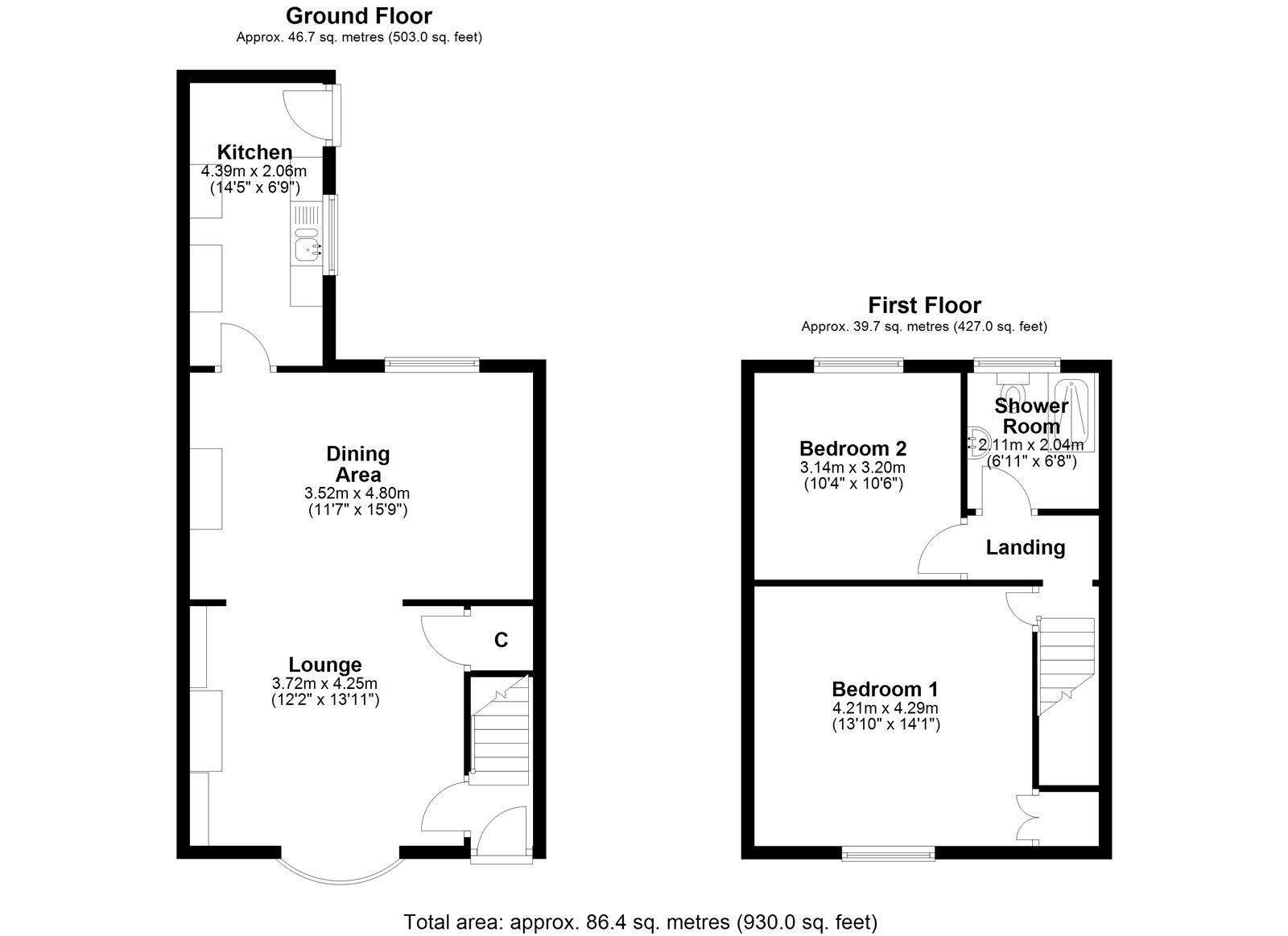 Floorplan of 2 bedroom Mid Terrace House for sale, Coronation Terrace, West Cornforth, Durham, DL17