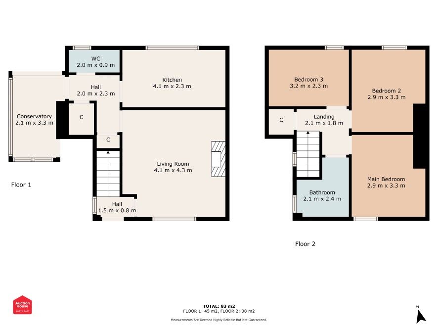 Floorplan of 3 bedroom Semi Detached House for sale, Grange Crescent, Coxhoe, Durham, DH6