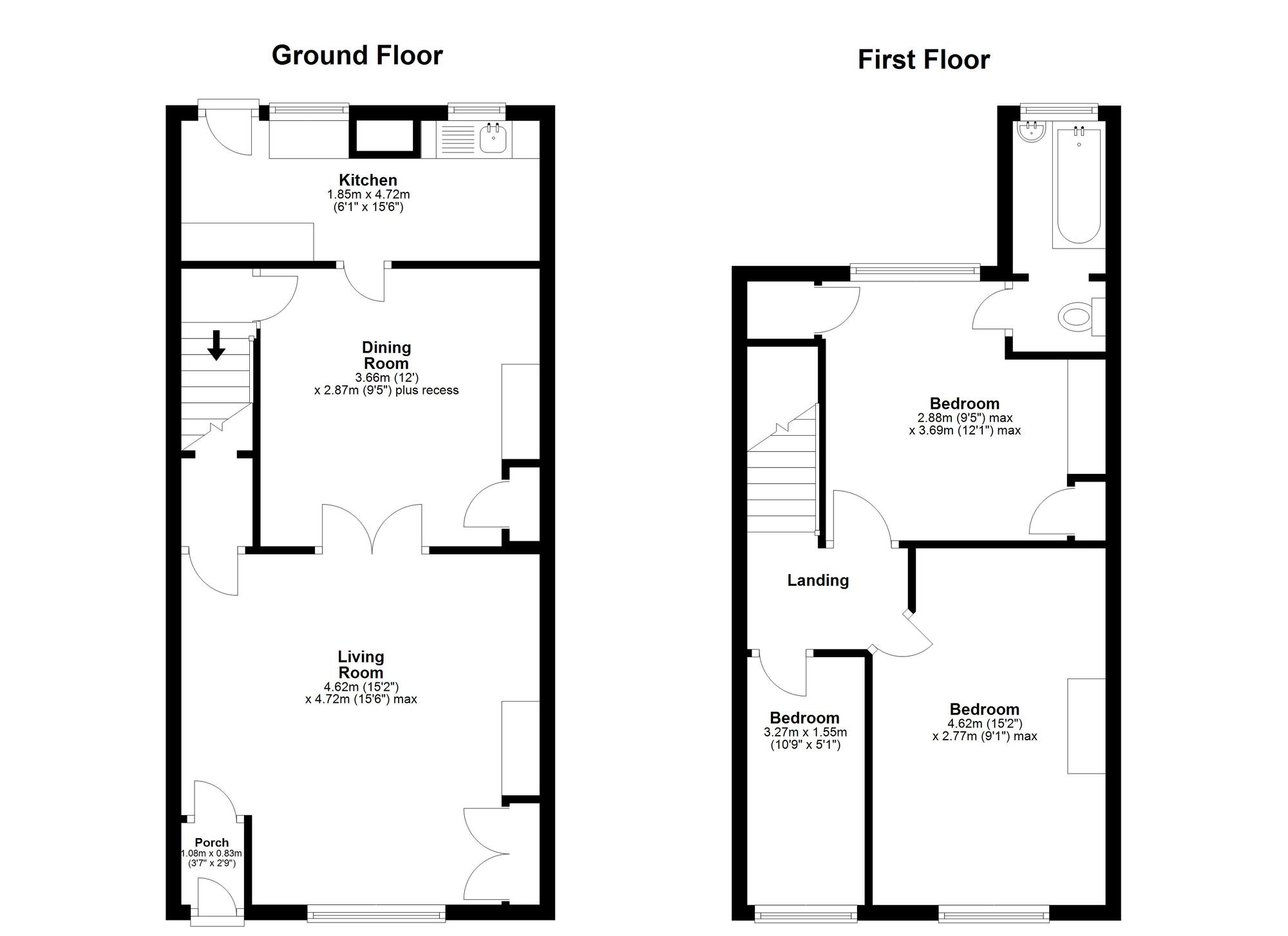 Floorplan of 3 bedroom Mid Terrace House for sale, Eden Terrace, Durham, DH1