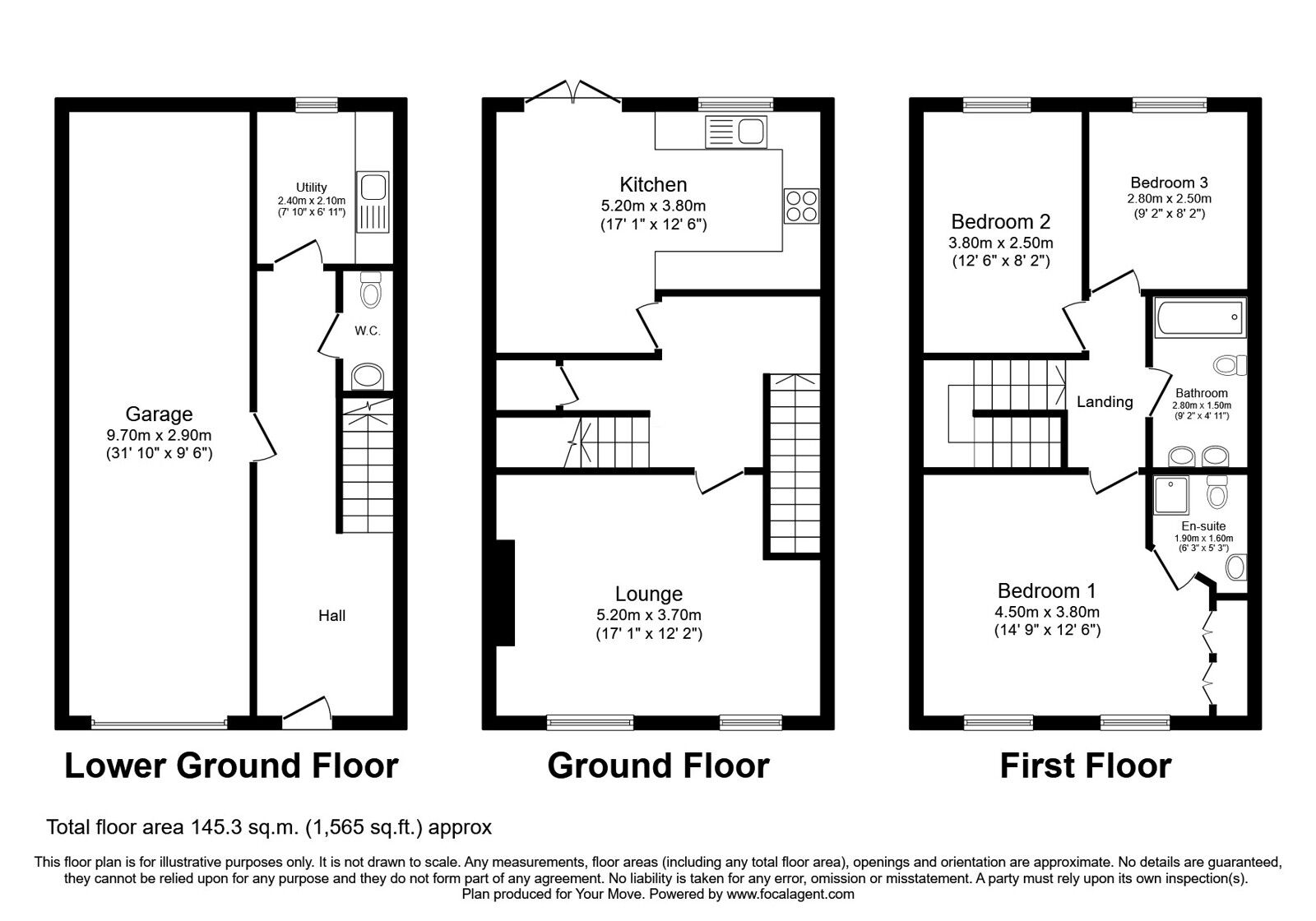 Floorplan of 3 bedroom Mid Terrace House for sale, Ashwood, Leazes Lane, Durham, DH1