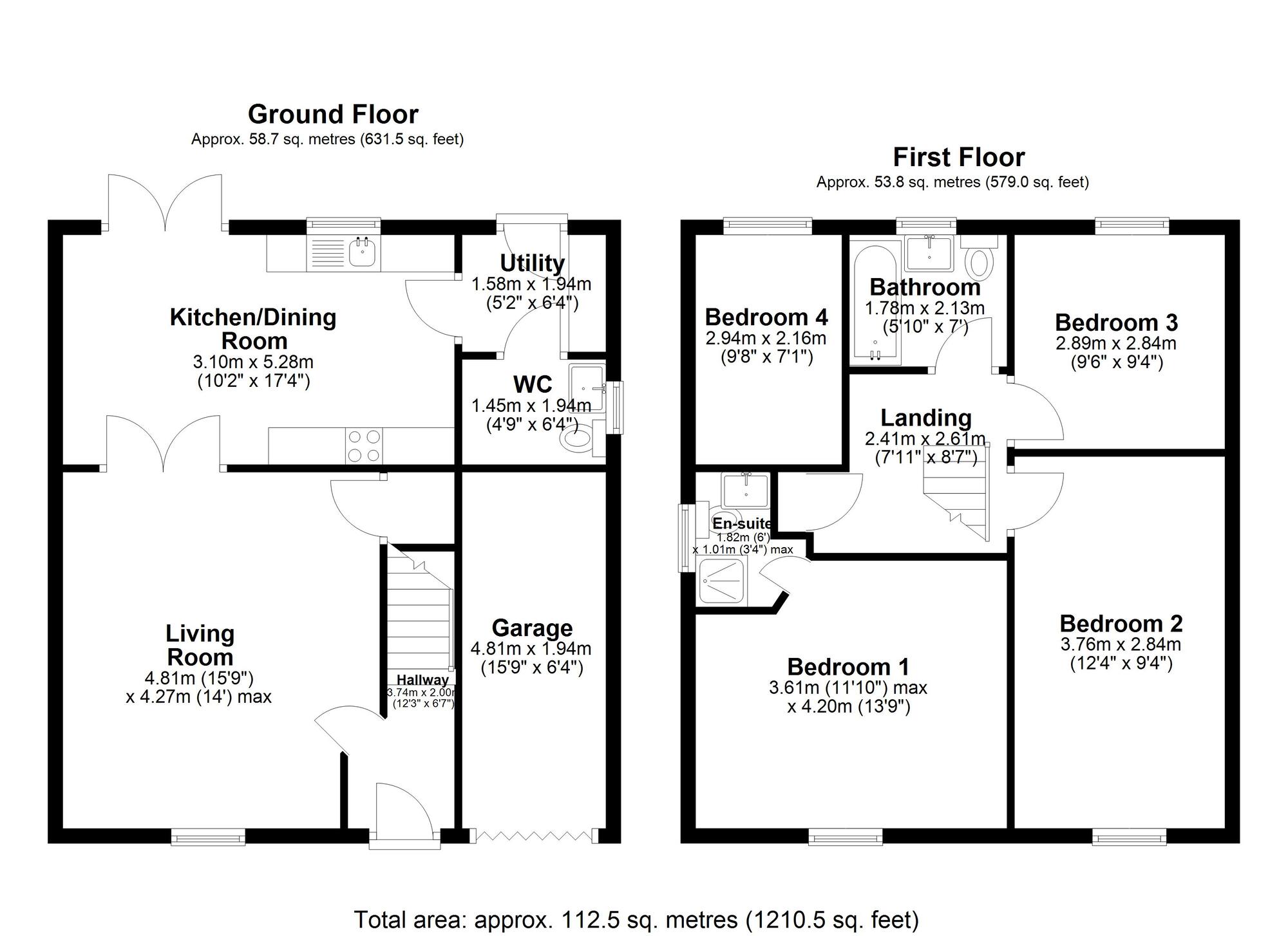 Floorplan of 4 bedroom Detached House for sale, Peat Edge Court, Bowburn, Durham, DH6