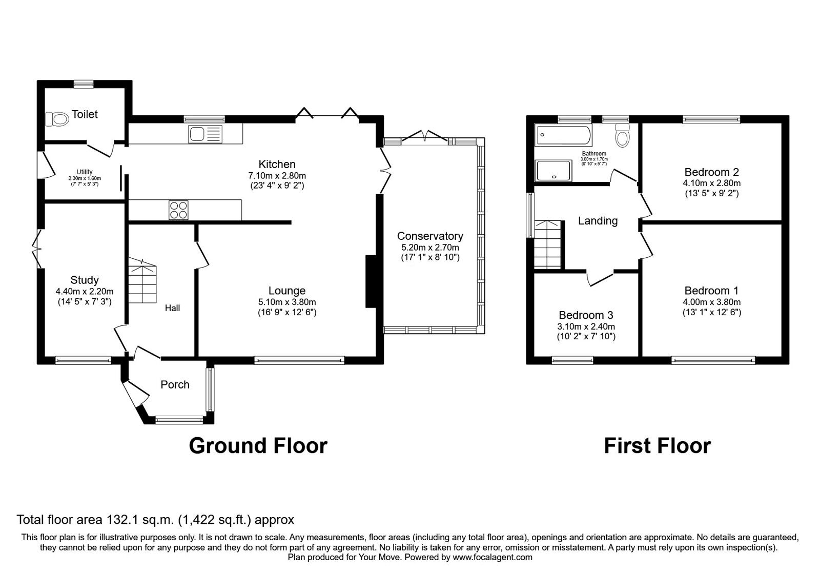 Floorplan of 3 bedroom Detached House for sale, Cedar Close, Gilesgate Moor, Durham, DH1