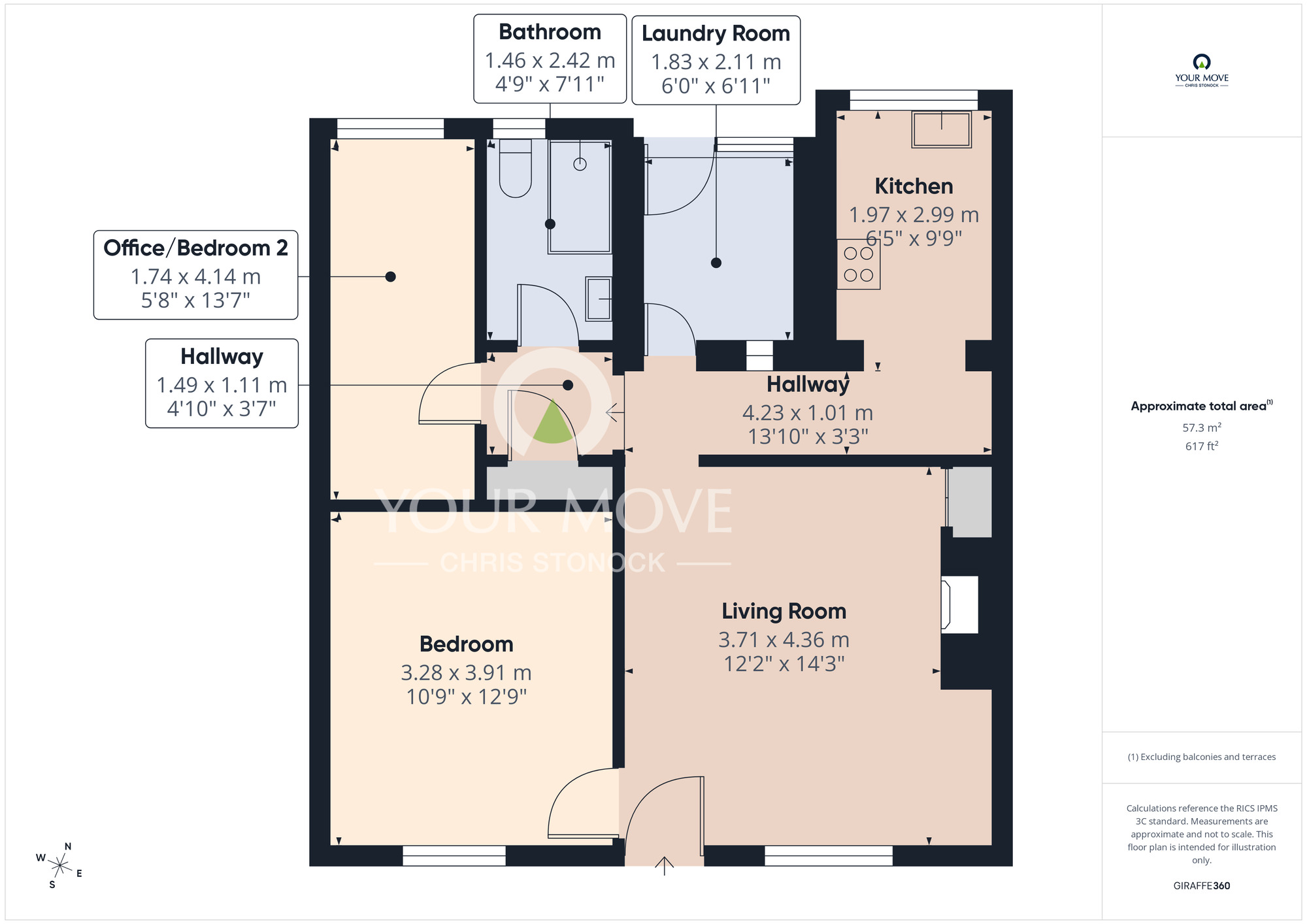 Floorplan of 2 bedroom Mid Terrace Bungalow for sale, Ivesley Cottages, Waterhouses, Durham, DH7