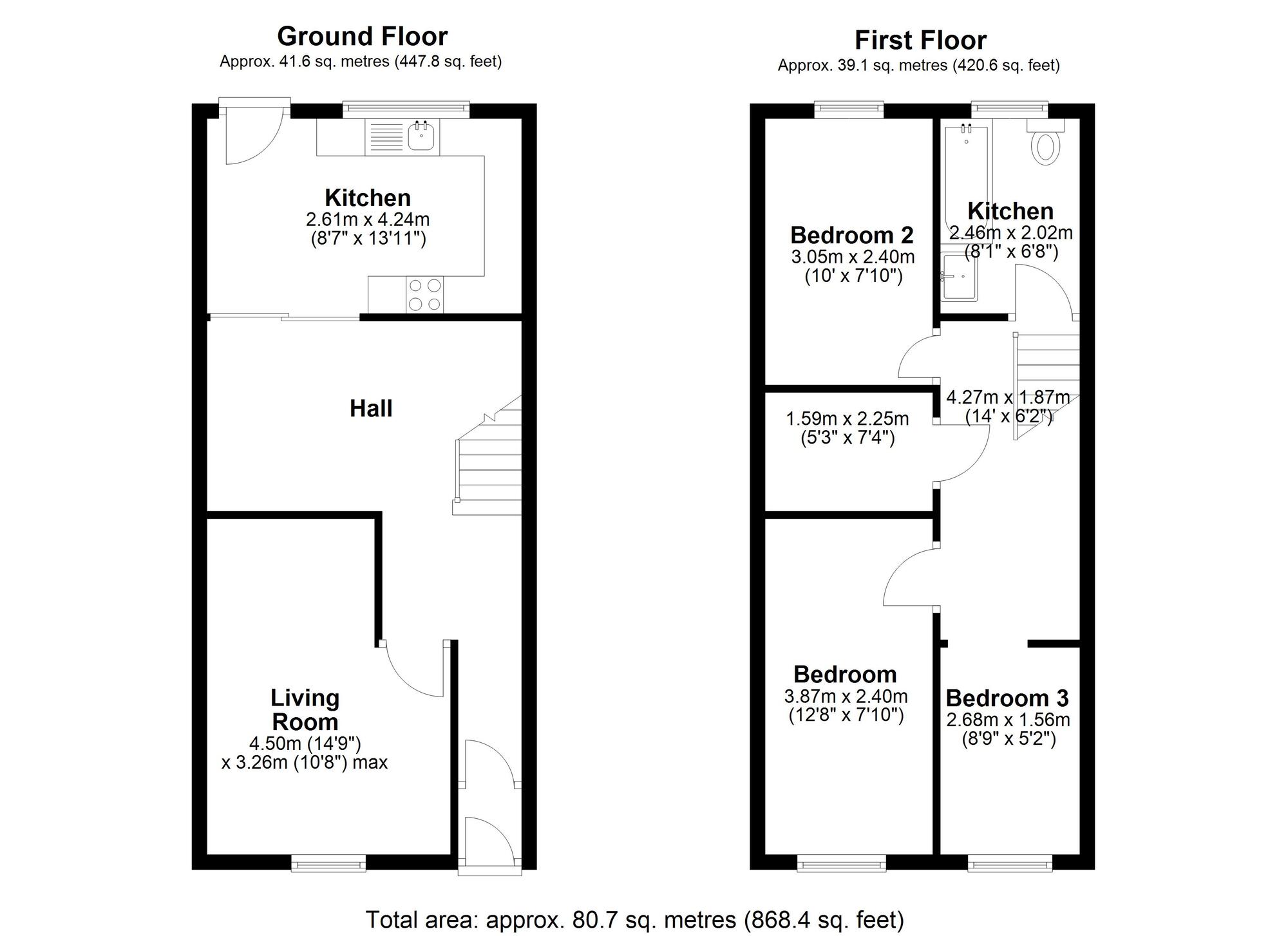 Floorplan of 3 bedroom End Terrace House for sale, Park View, Langley Moor, Durham, DH7