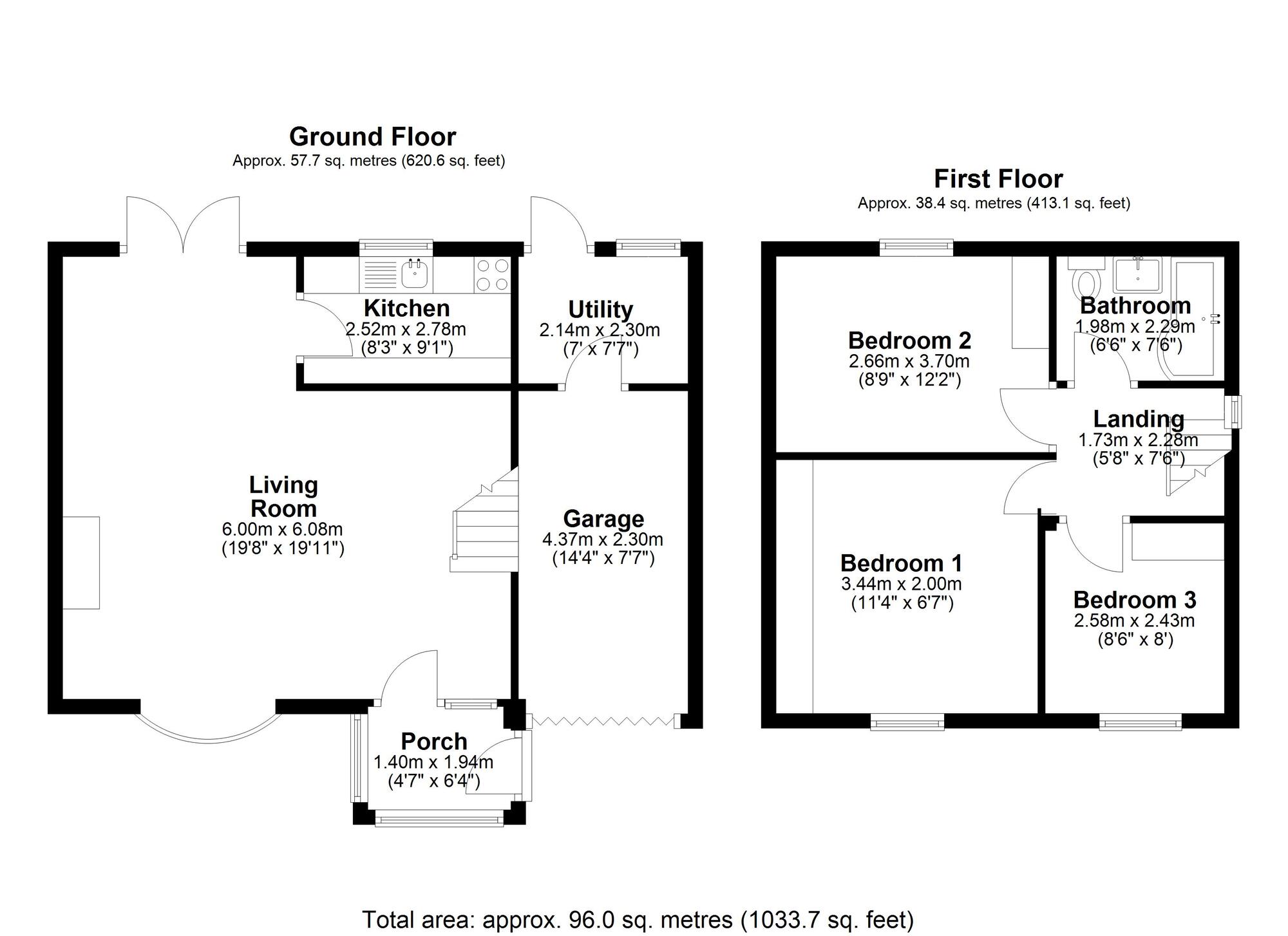 Floorplan of 3 bedroom Semi Detached House for sale, Grinstead Way, Durham, DH1