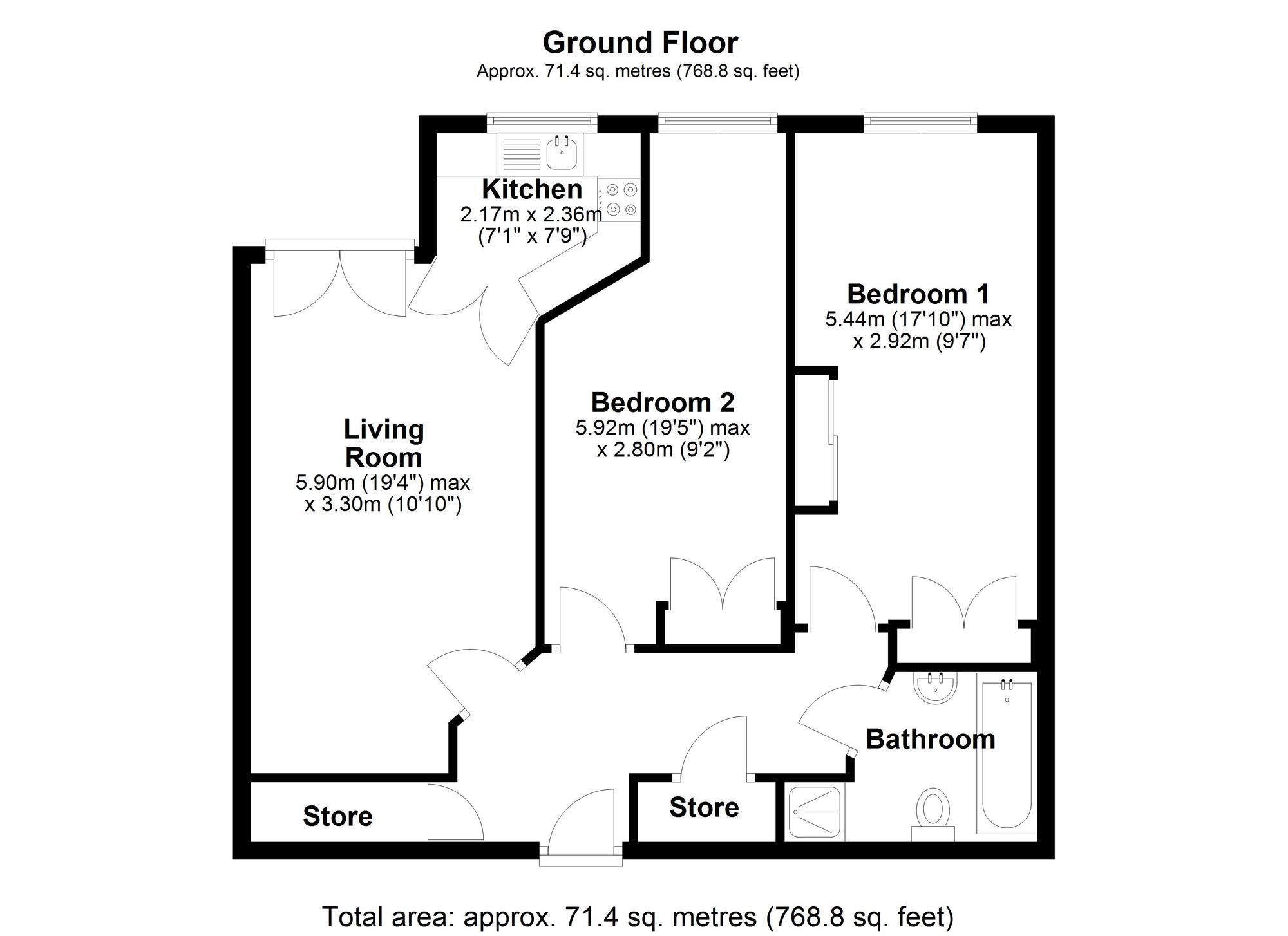 Floorplan of 2 bedroom  Flat for sale, Camsell Court, Durham Moor, Durham, DH1