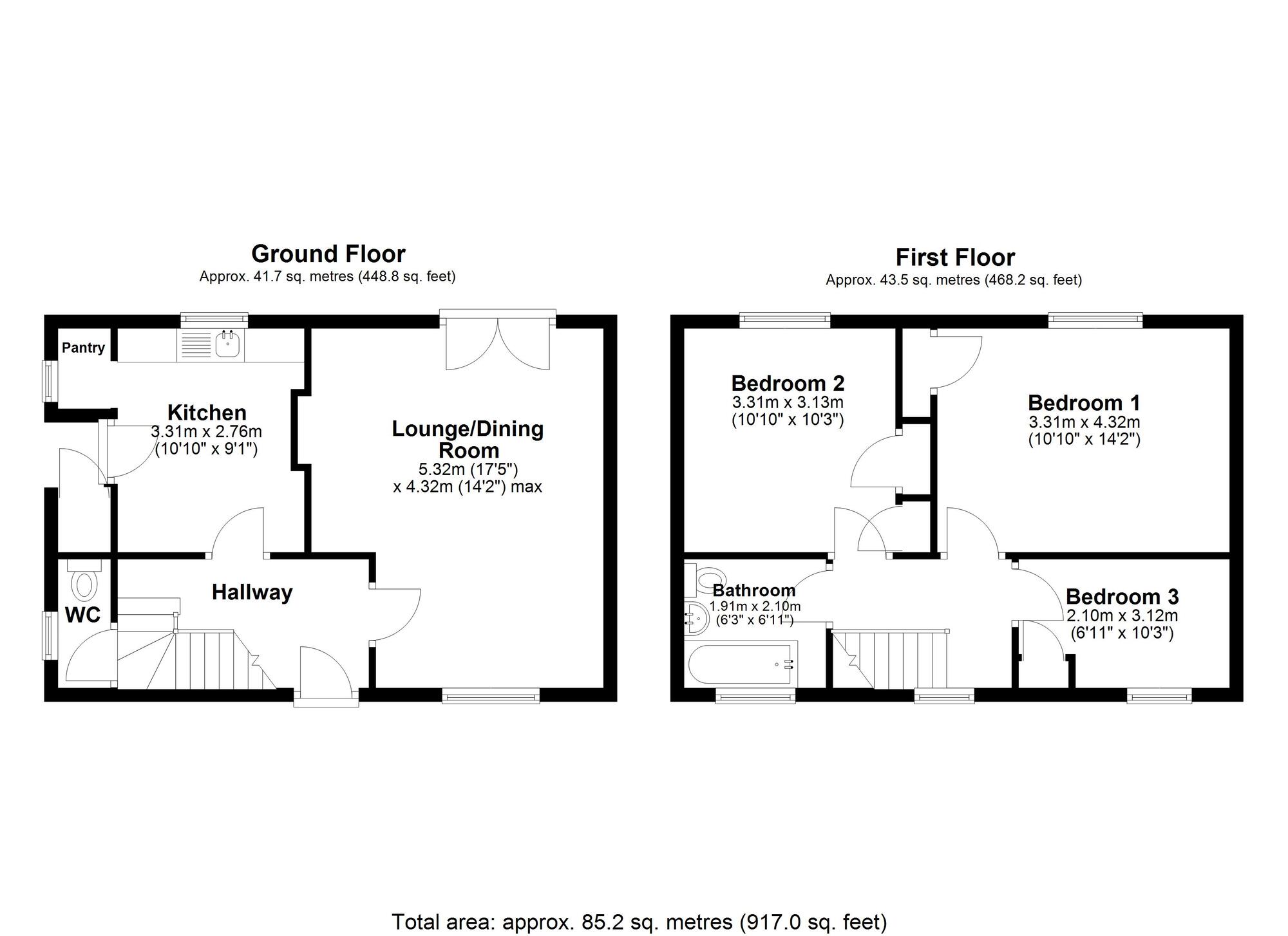 Floorplan of 3 bedroom Semi Detached House for sale, Lawson Road, Bowburn, Durham, DH6