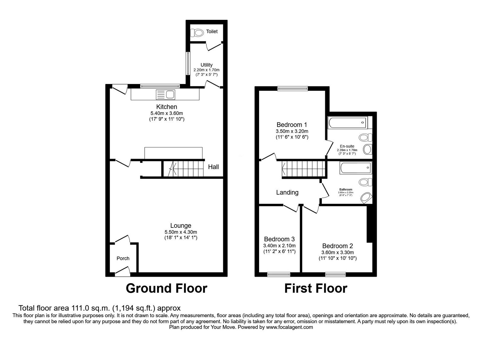 Floorplan of 3 bedroom End Terrace House for sale, Brandon Village, Durham, DH7