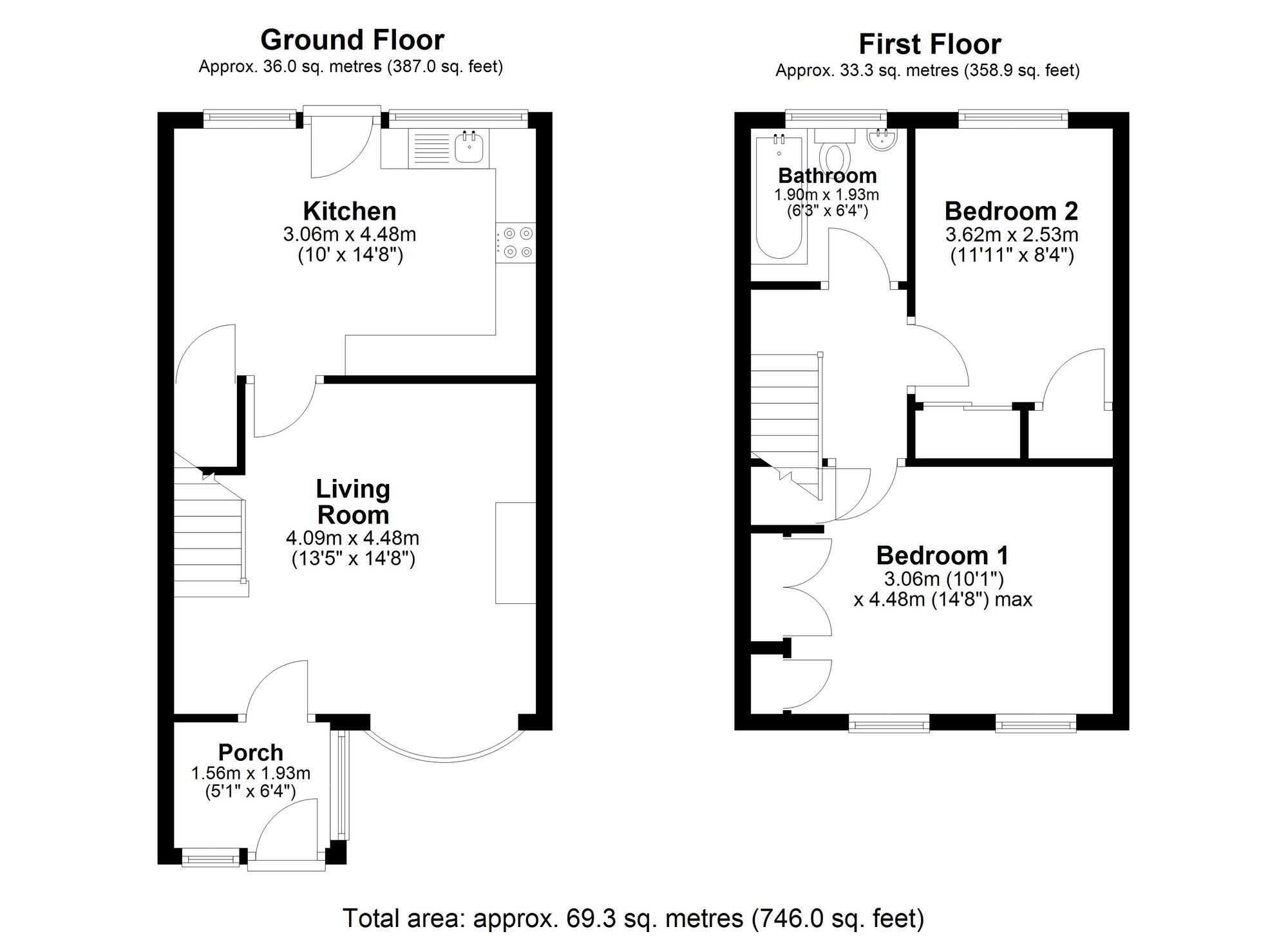 Floorplan of 2 bedroom Mid Terrace House for sale, Carrsdale, Durham, DH1
