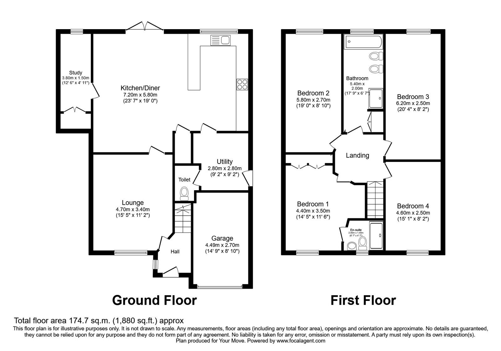 Floorplan of 4 bedroom Detached House for sale, Coldingham Court, Sacriston, Durham, DH7