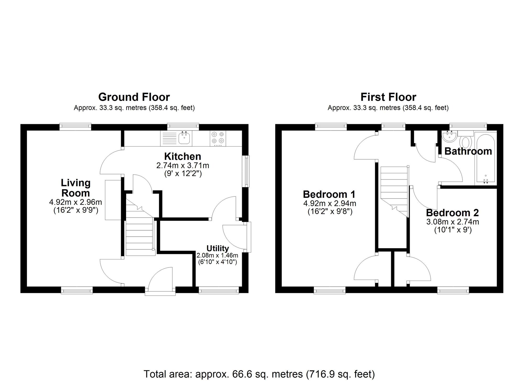Floorplan of 2 bedroom Semi Detached House for sale, Central Drive, Spennymoor, Durham, DL16