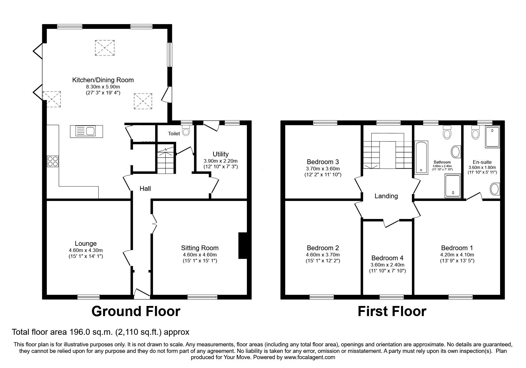 Floorplan of 4 bedroom Detached House for sale, South Street, West Rainton, Durham, DH4