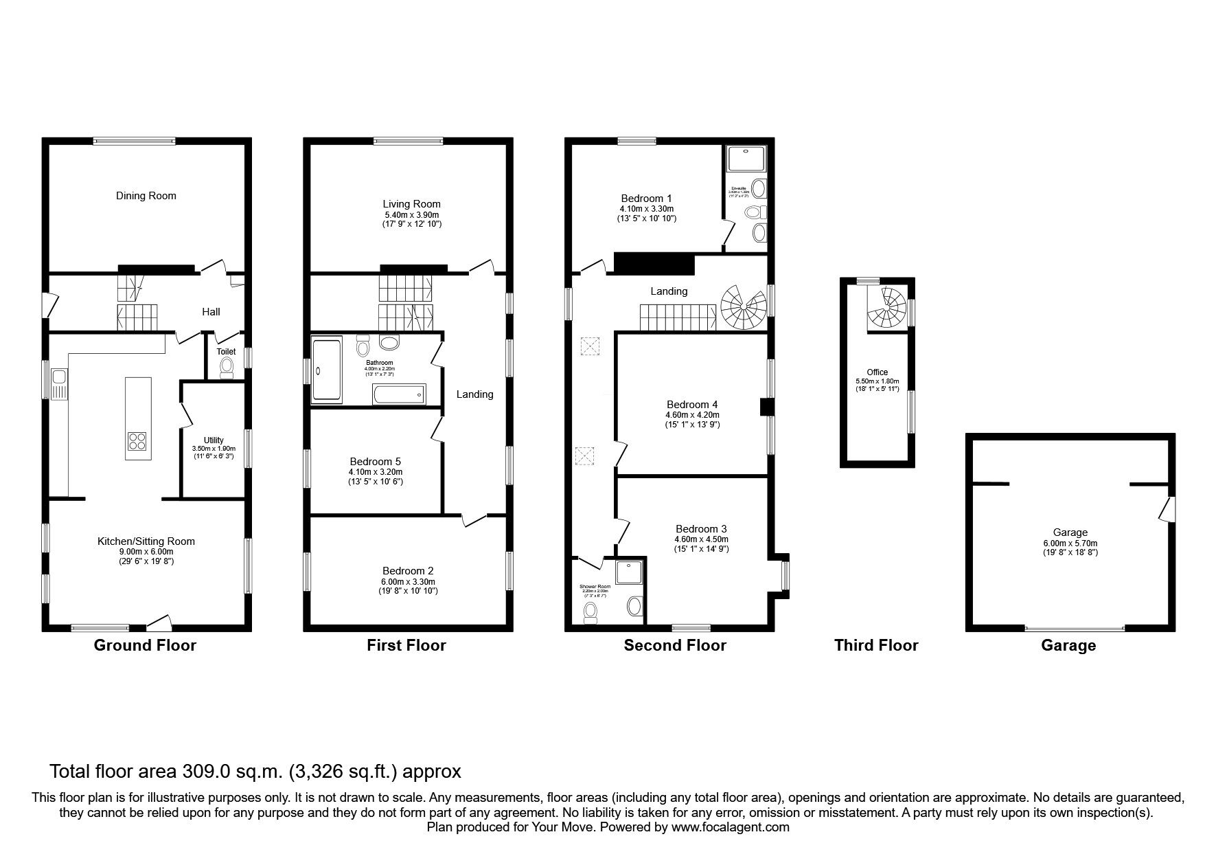 Floorplan of 5 bedroom Detached House to rent, Cross View Lane, Nevilles Cross, Durham, DH1
