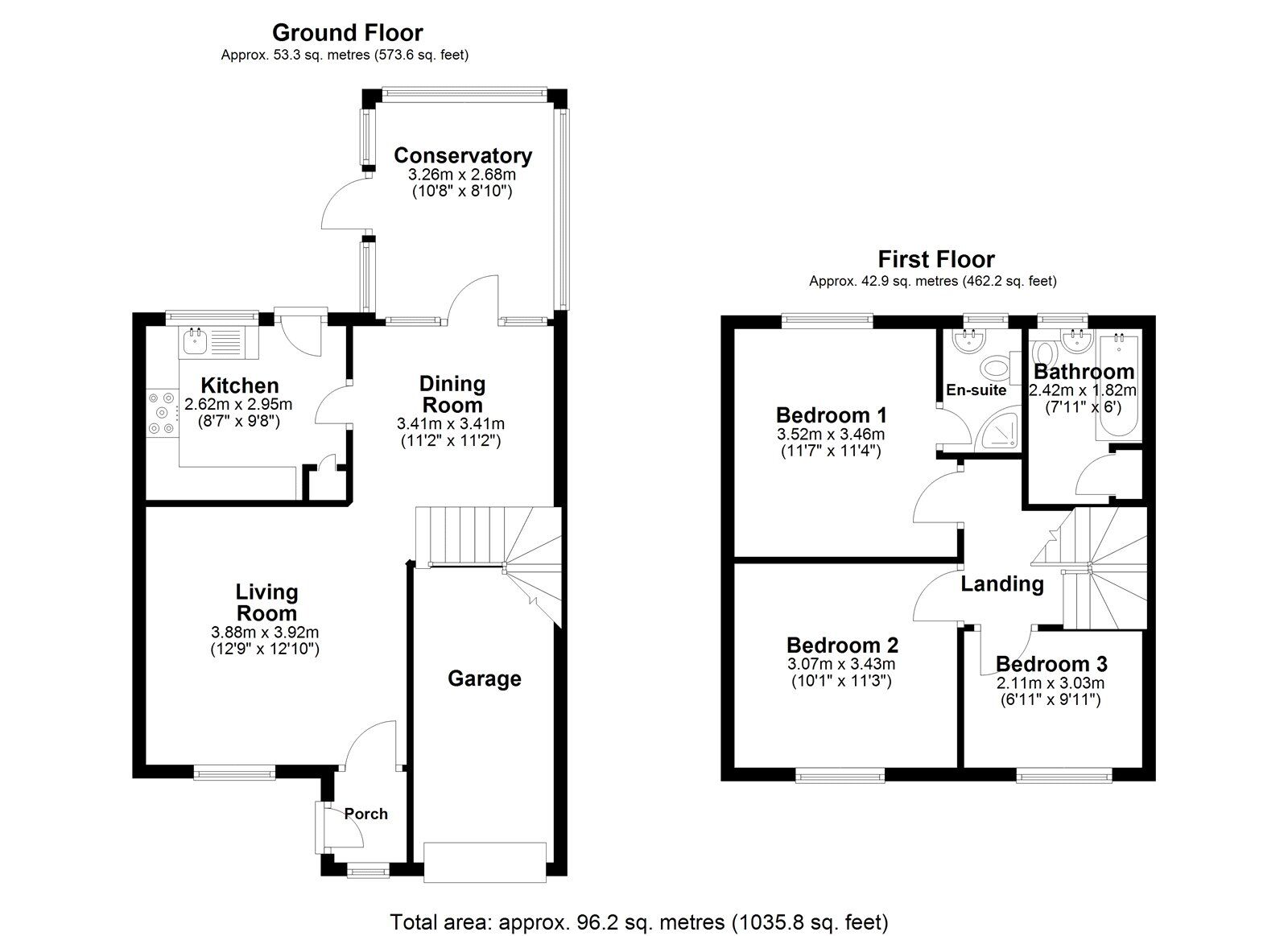 Floorplan of 3 bedroom Semi Detached House for sale, Castle Field, Esh Winning, Durham, DH7