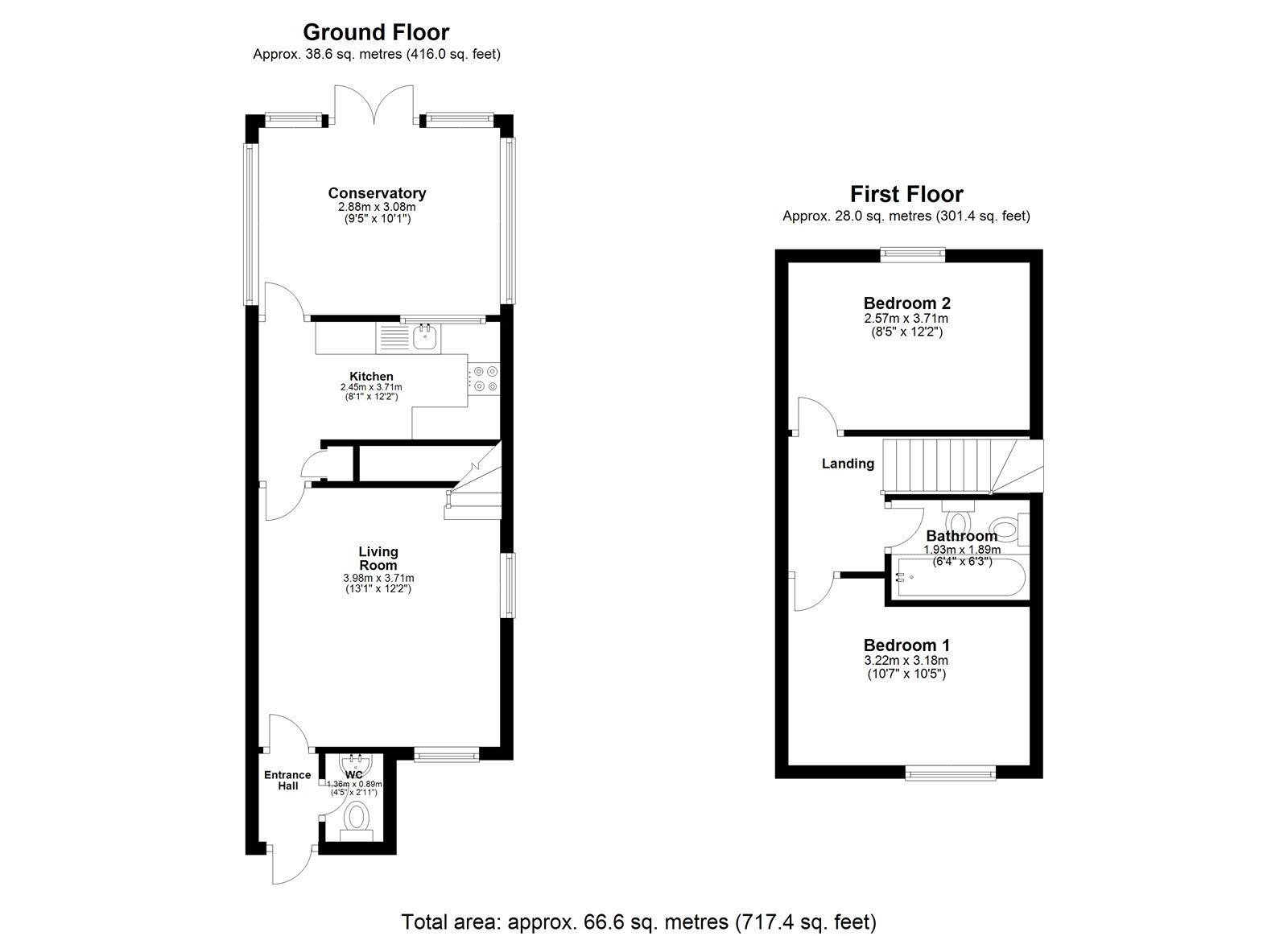 Floorplan of 2 bedroom Semi Detached House for sale, Henderson Avenue, Wheatley Hill, Durham, DH6