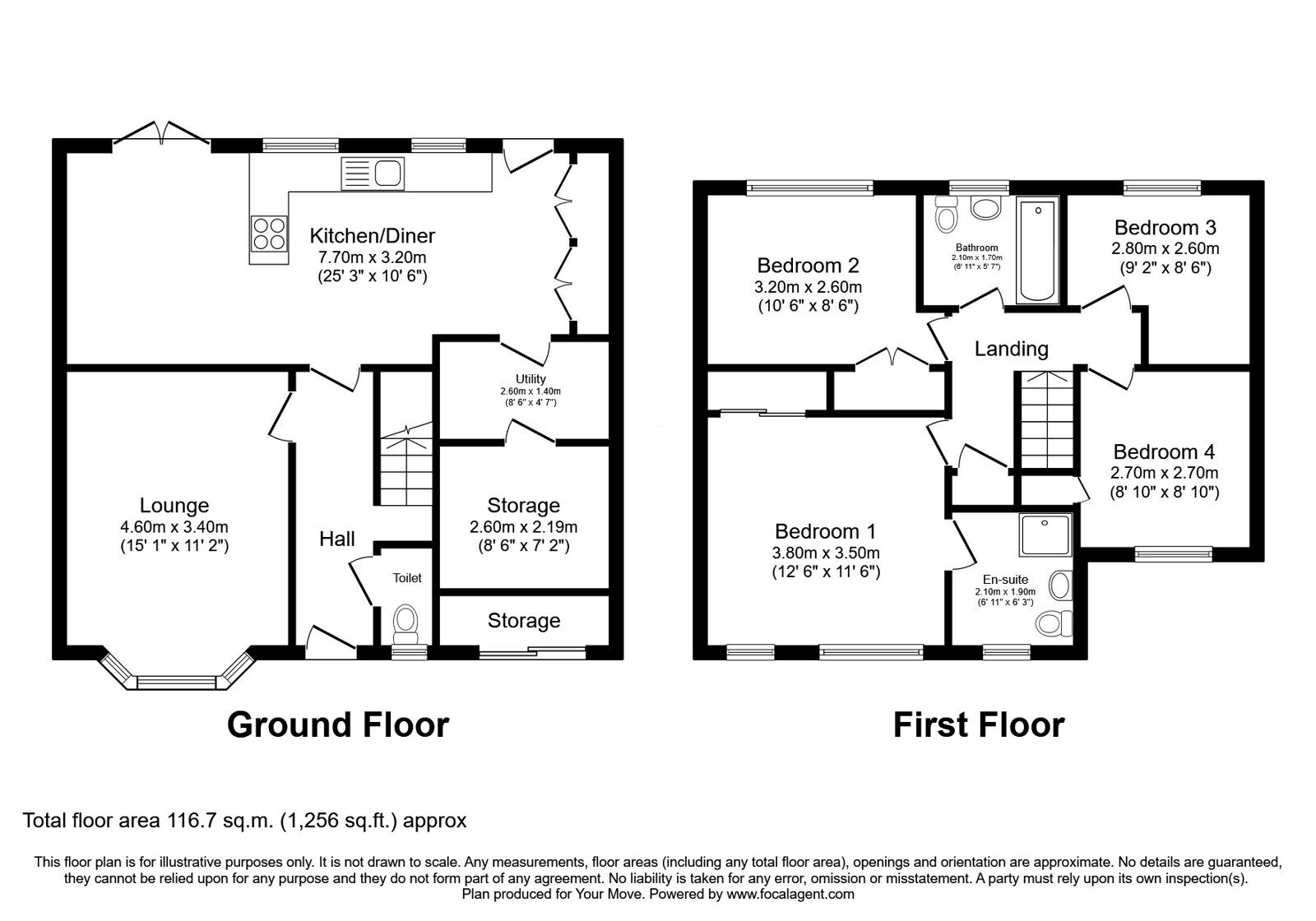 Floorplan of 4 bedroom Detached House for sale, Coldingham Court, Sacriston, Durham, DH7