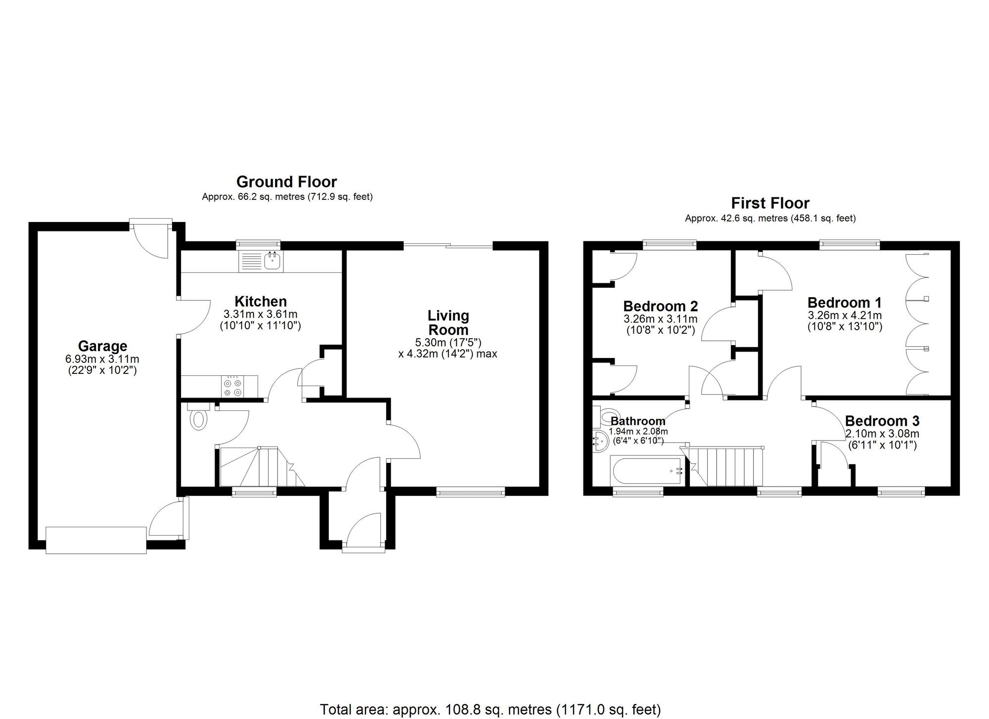 Floorplan of 3 bedroom Semi Detached House for sale, Surtees Avenue, Bowburn, Durham, DH6