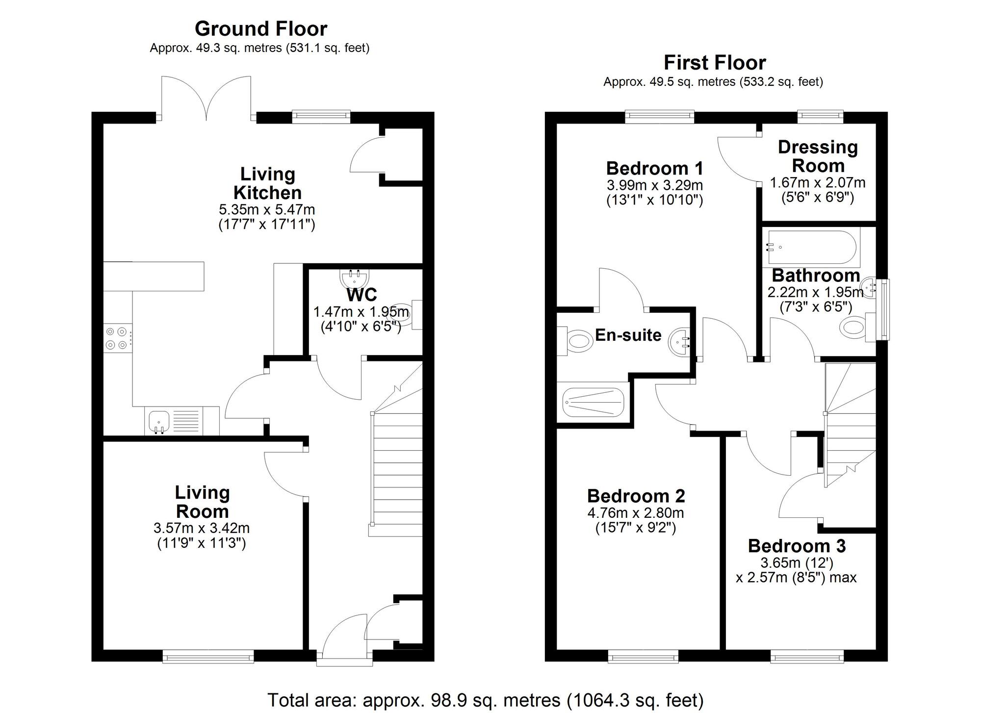 Floorplan of 3 bedroom Detached Property to rent, Humber Close, Durham, DH1