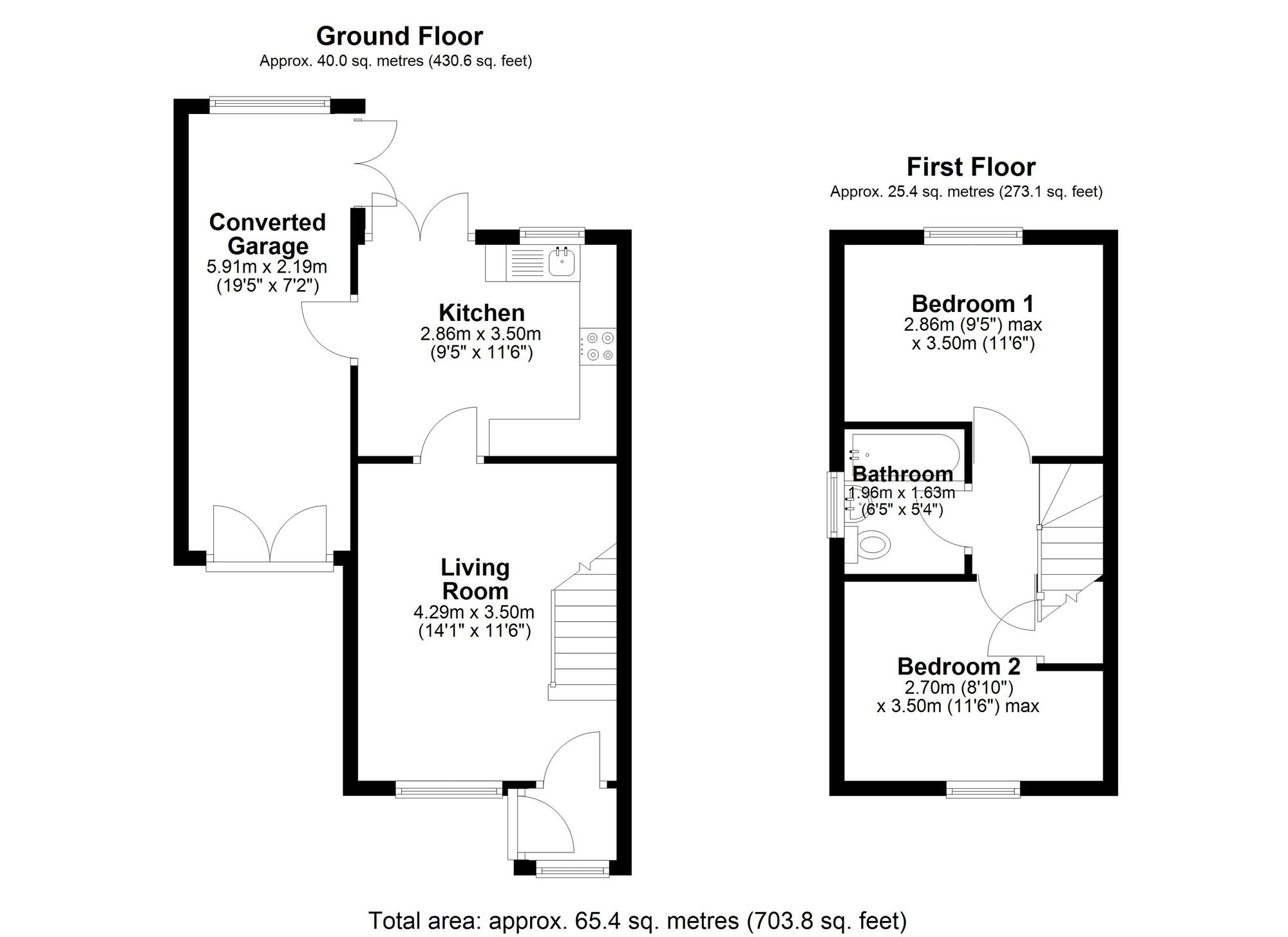 Floorplan of 2 bedroom Semi Detached House for sale, Anvil Court, Pity Me, Durham, DH1