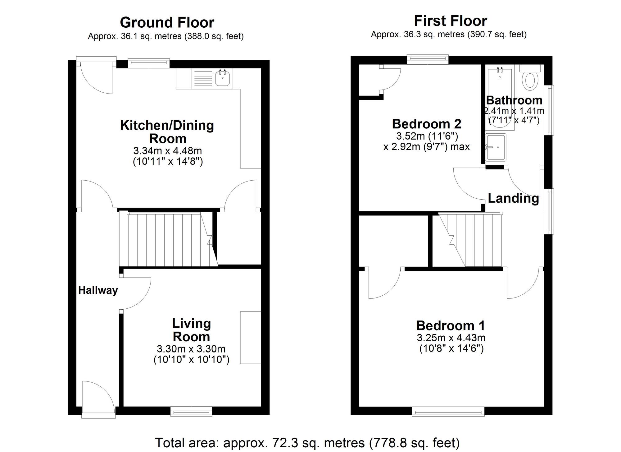 Floorplan of 2 bedroom End Terrace House for sale, Commercial Street, Willington, Durham, DL15