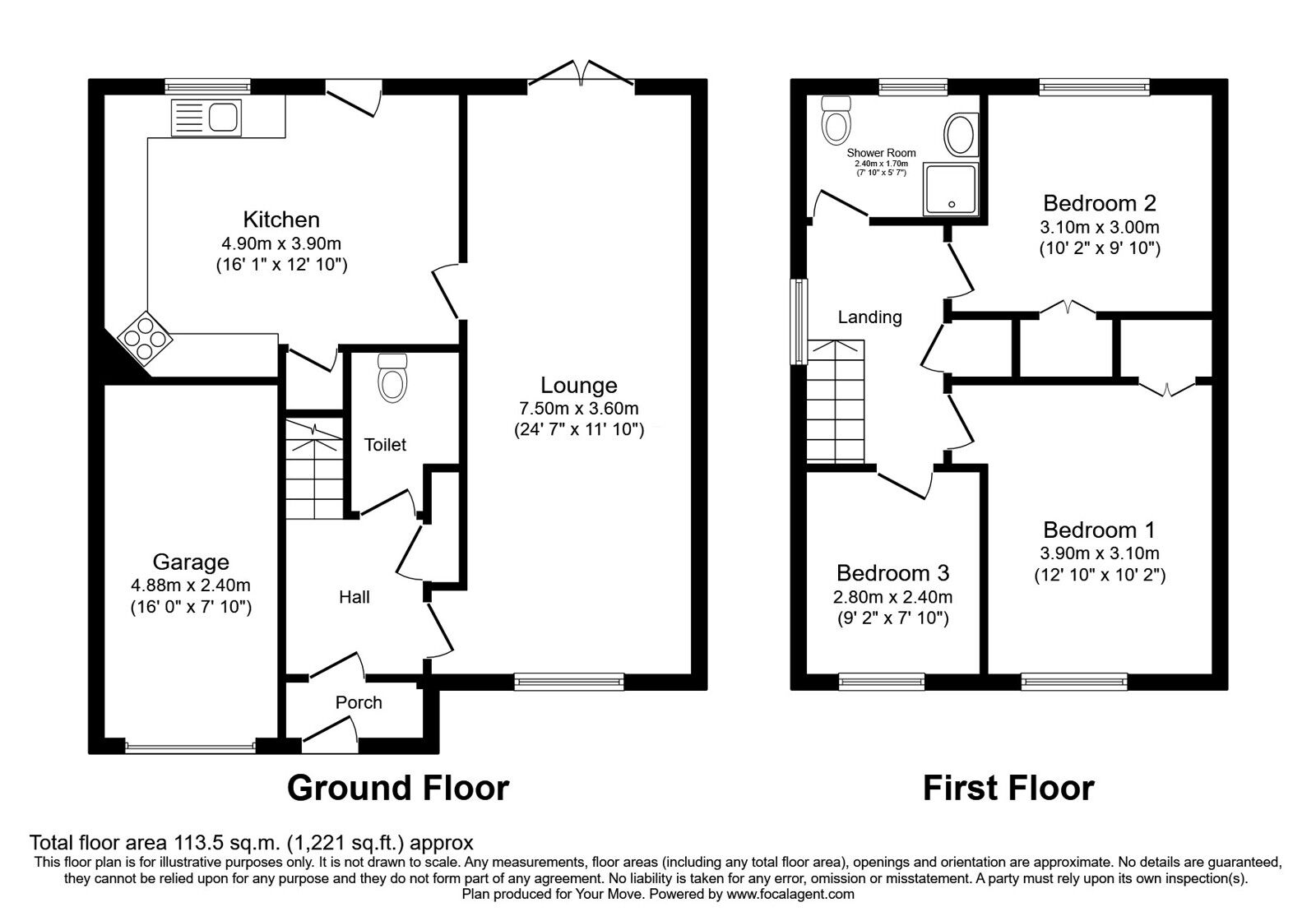 Floorplan of 3 bedroom Detached House for sale, Lexington Court, Brandon, Durham, DH7