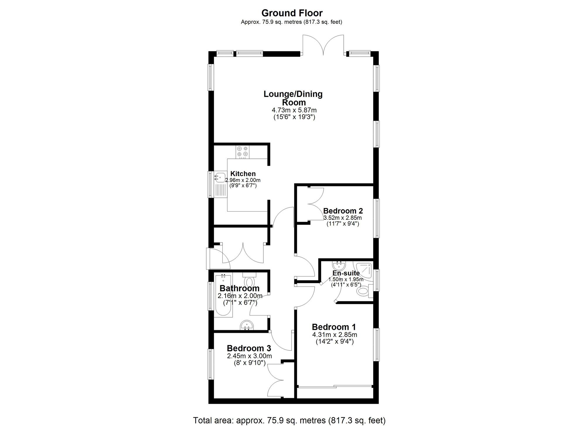 Floorplan of 3 bedroom Detached Property for sale, Finchale Abbey Village, Brasside, Durham, DH1