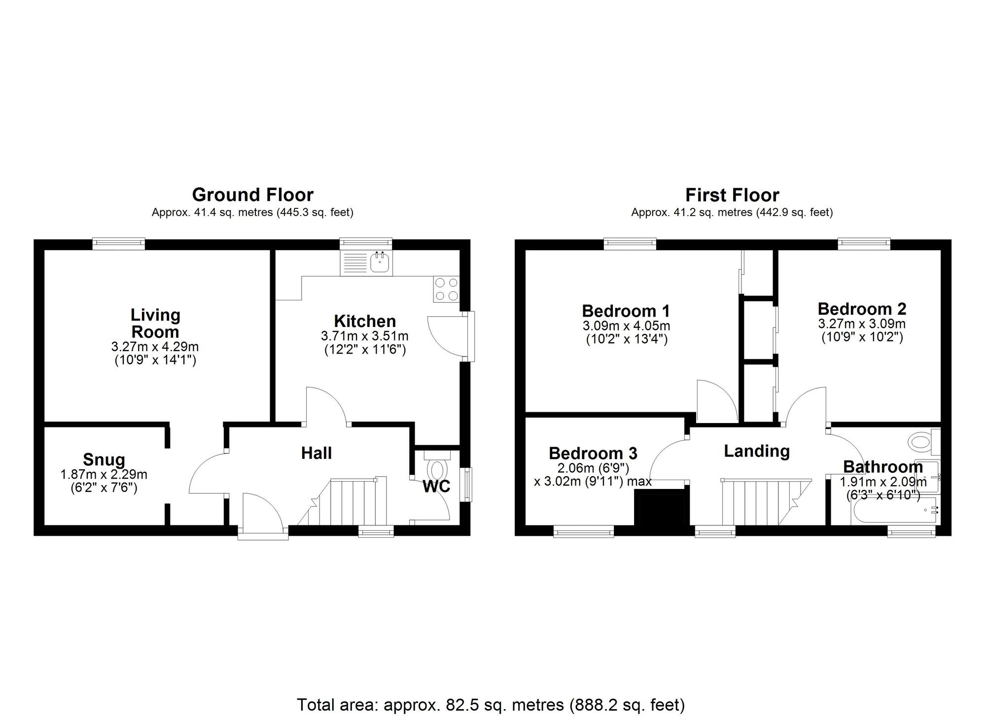 Floorplan of 3 bedroom Semi Detached House for sale, Lawson Road, Bowburn, Durham, DH6