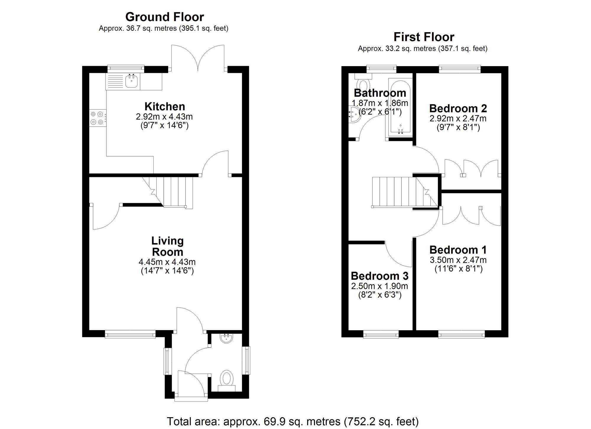 Floorplan of 3 bedroom Detached House for sale, Homelands Court, Helmington Row, Durham, DL15