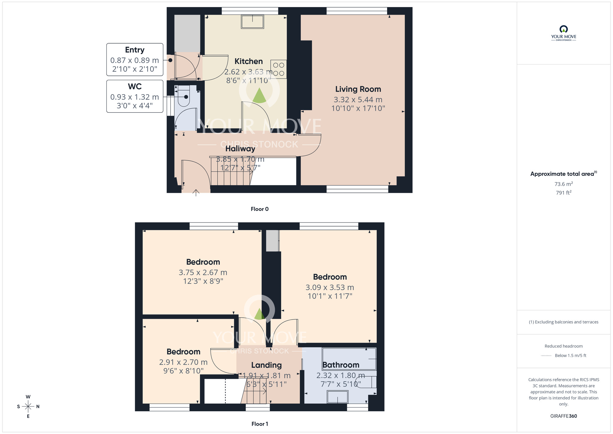 Floorplan of 3 bedroom Semi Detached House for sale, Central Avenue, Meadowfield, Durham, DH7