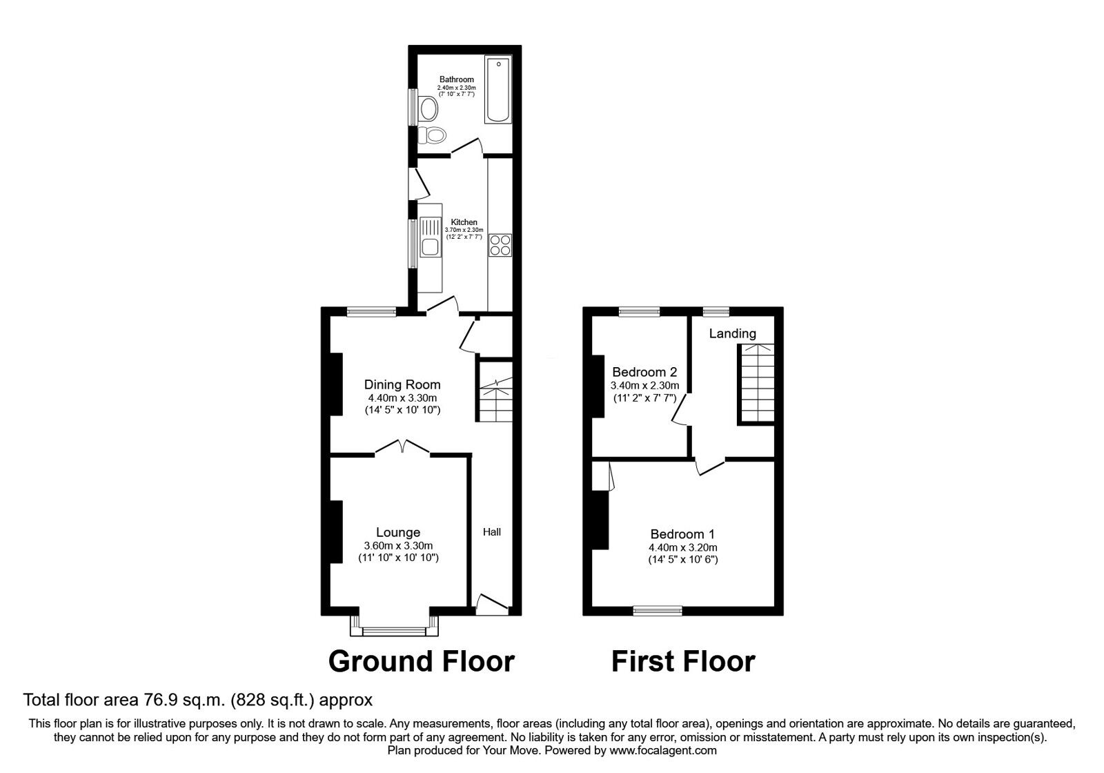 Floorplan of 2 bedroom Mid Terrace House for sale, Vine Street, Byers Green, Durham, DL16