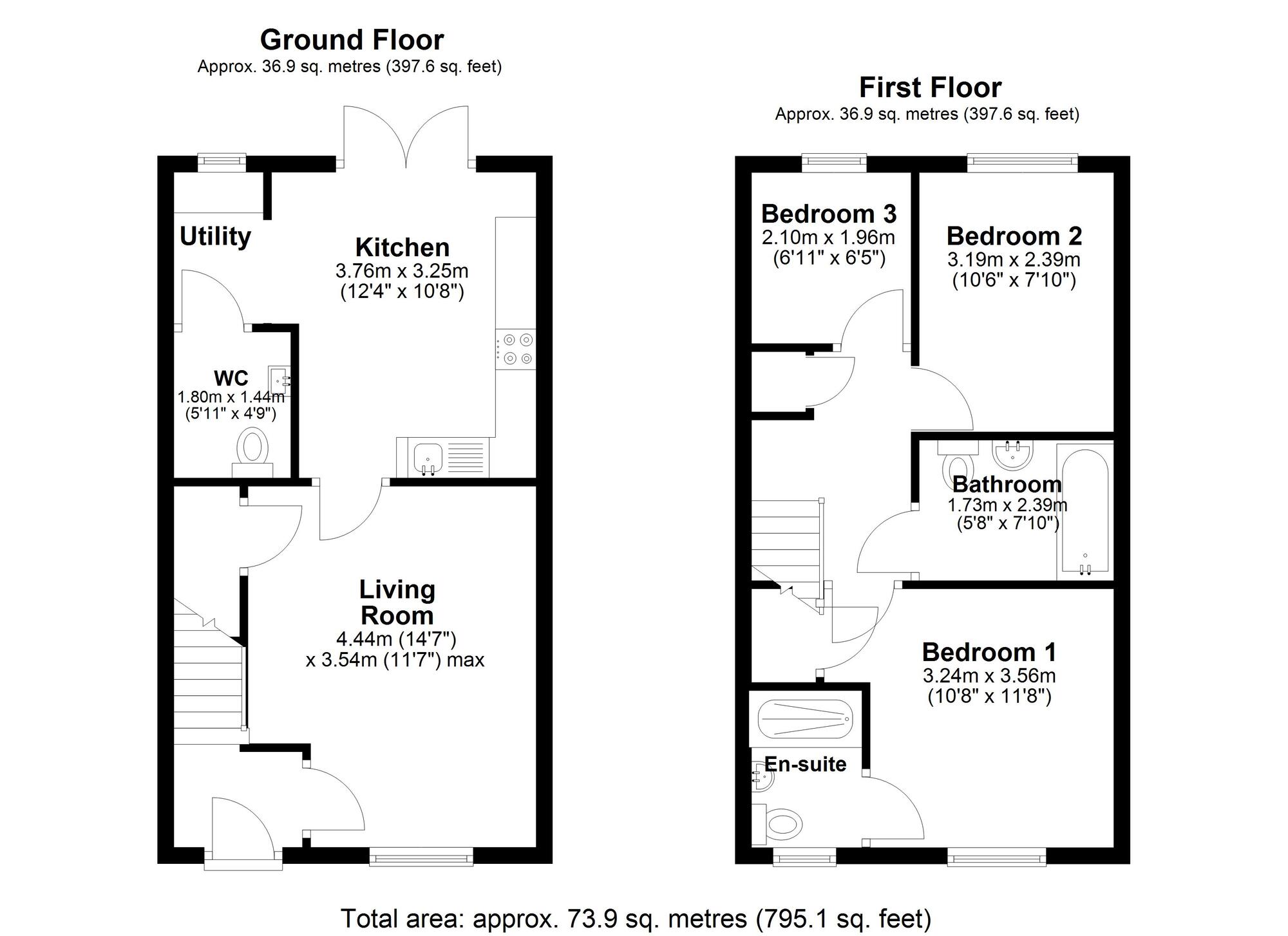 Floorplan of 3 bedroom End Terrace House to rent, Kilmond Way, Durham, DH1