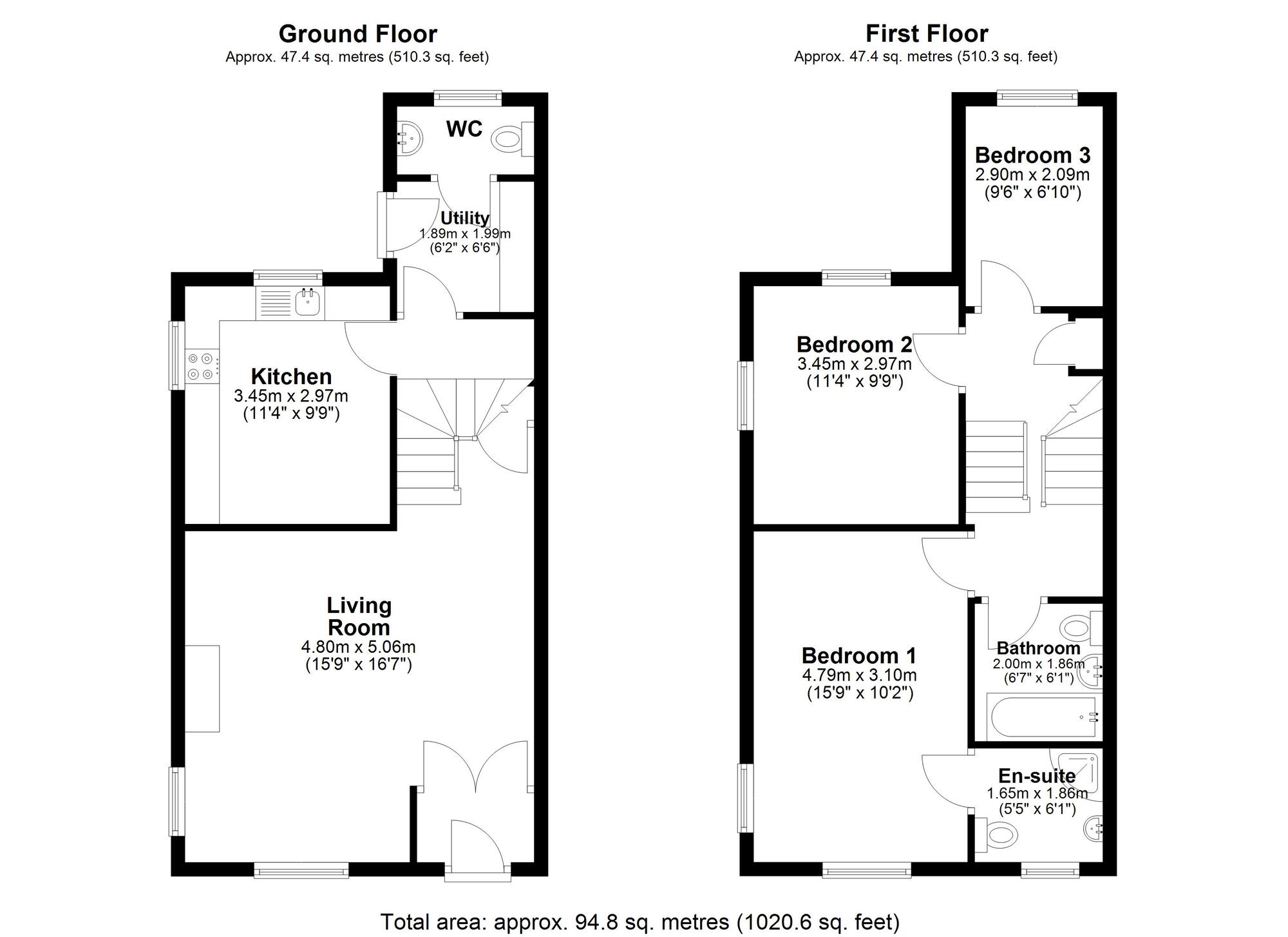 Floorplan of 3 bedroom End Terrace House for sale, Ashwood, Leazes Lane, Durham, DH1