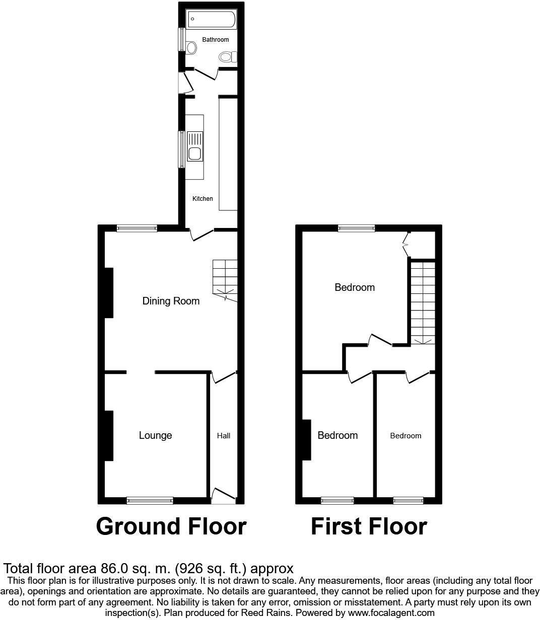 Floorplan of 3 bedroom Mid Terrace House for sale, Gladstone Terrace, Ferryhill, Durham, DL17